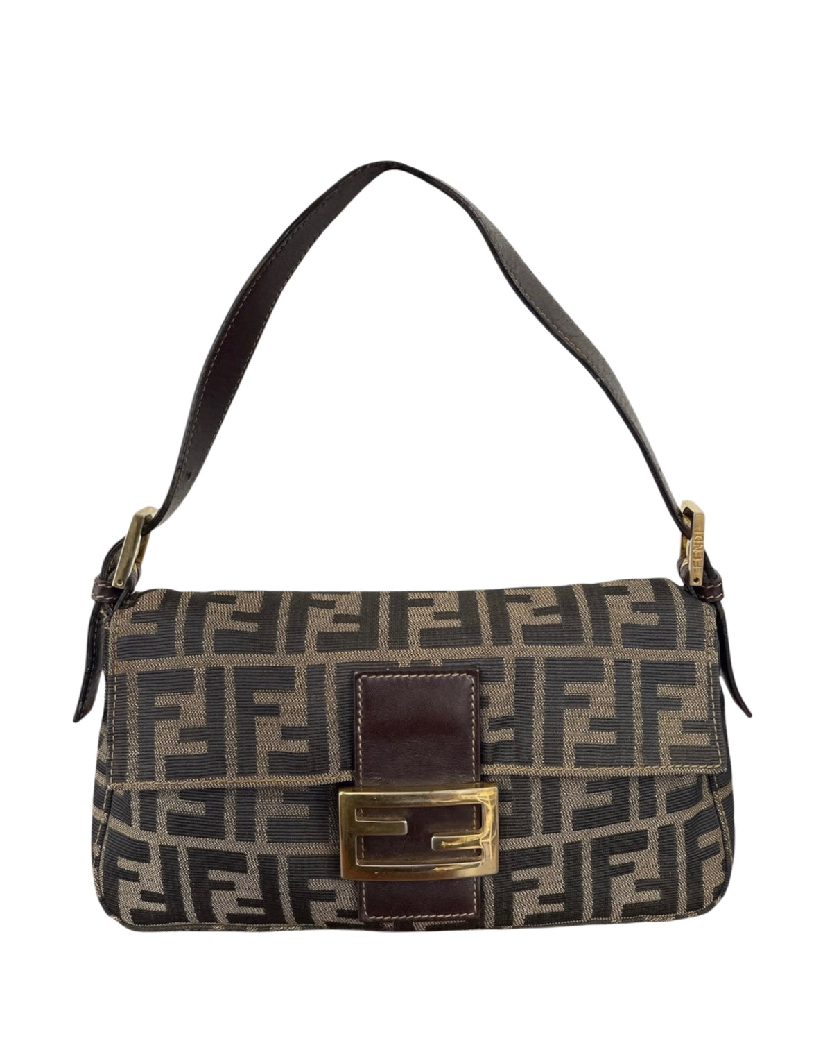 Brown Classic Zucca Monogram Shoulder Baguette Bag with GHW