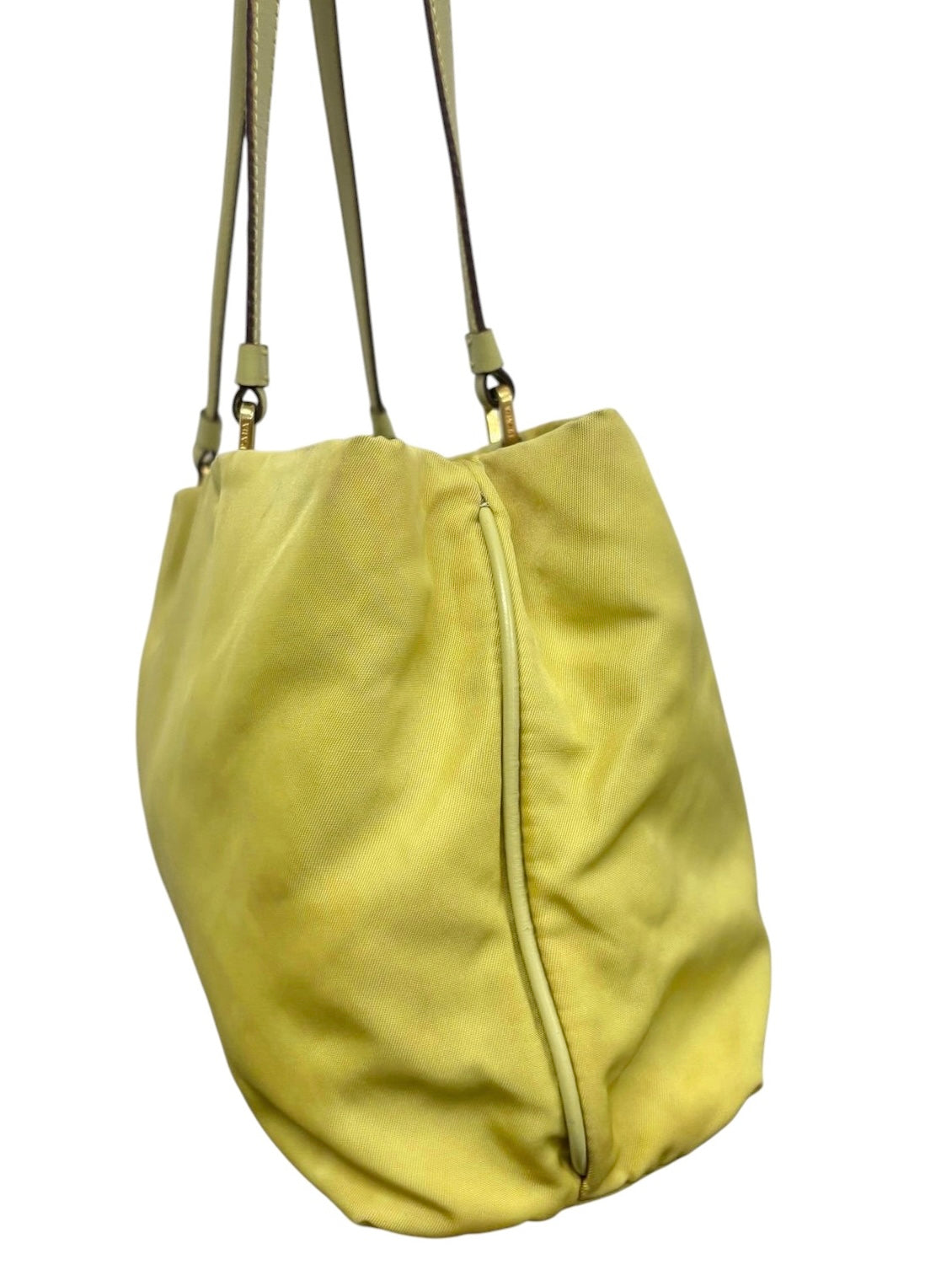 Prada Vintage Neon Yellow Tessuto Nylon East West Shoulder Bag