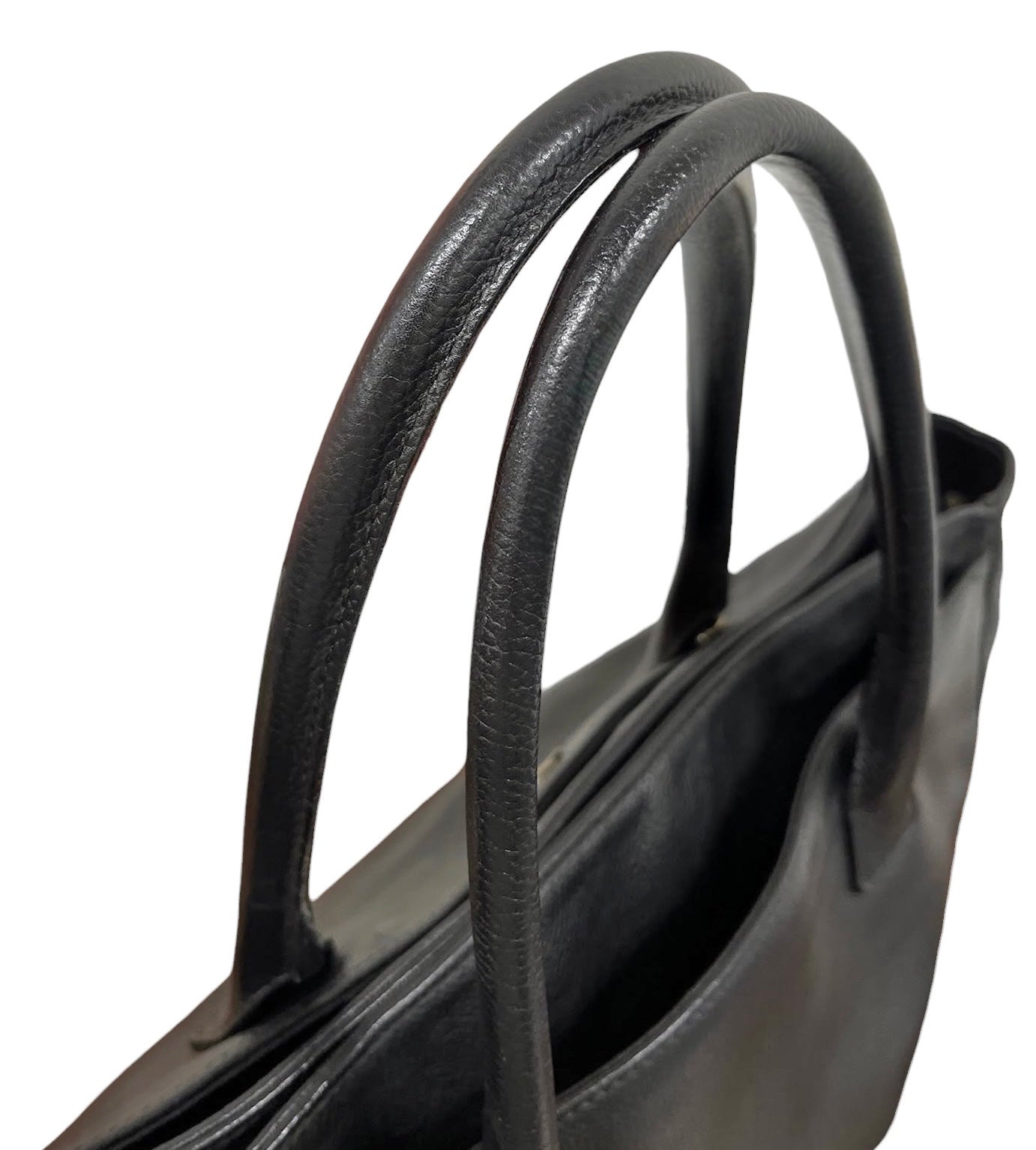 Chanel Vintage 00s Black Deerskin Medium Cerf Executive Shoulder Tote Bag with Ruthenium Hardware