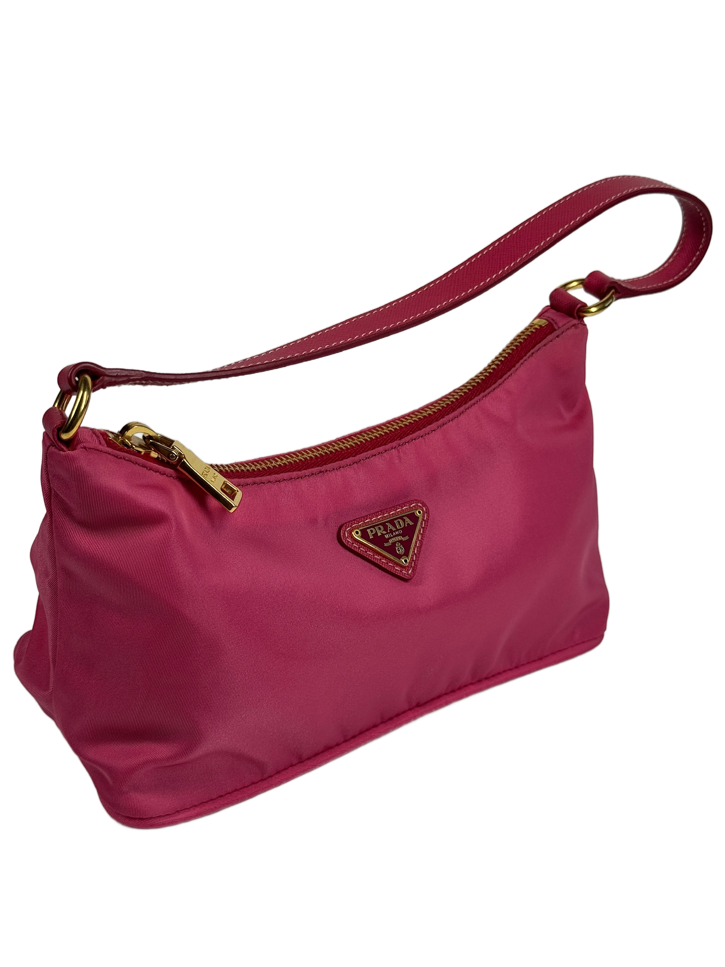 Prada Vintage Neon Pink Nylon Mini Shoulder Bag