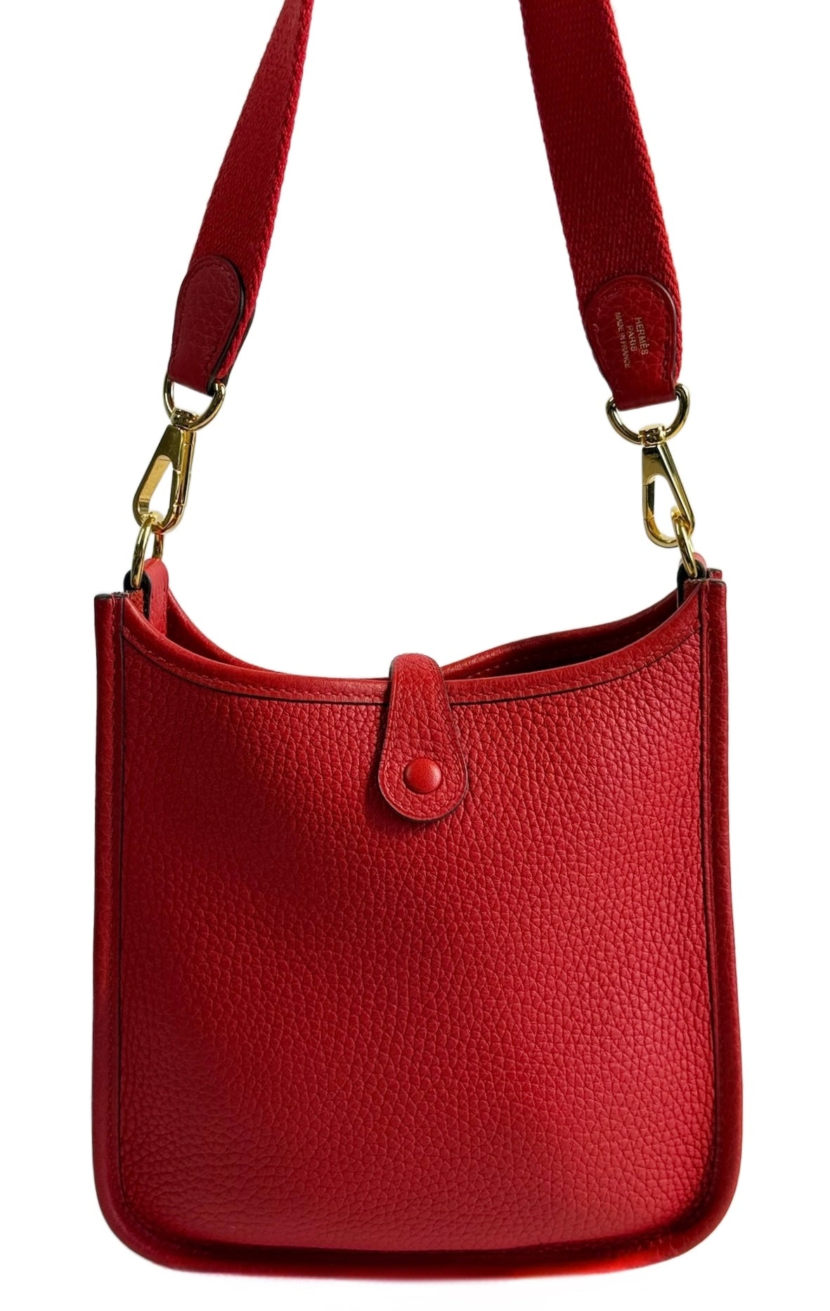 Hermes 2020 Rouge de Coeu Red Calfskin Mini Evelyn TPM