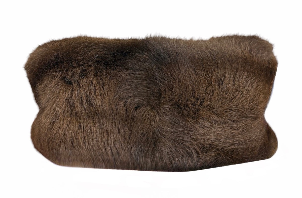 Fendi Vintage Brown Rabbit Fur Python Trim Mini Mamma Shoulder Baguette Bag