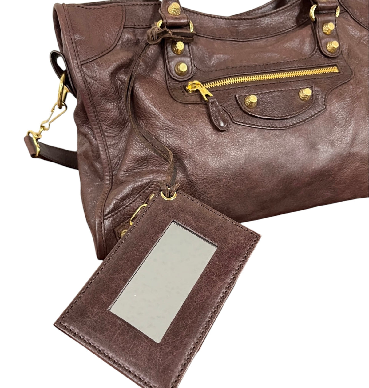 Balenciaga Vintage Dark Brown Leather Medium Motocross City Bag