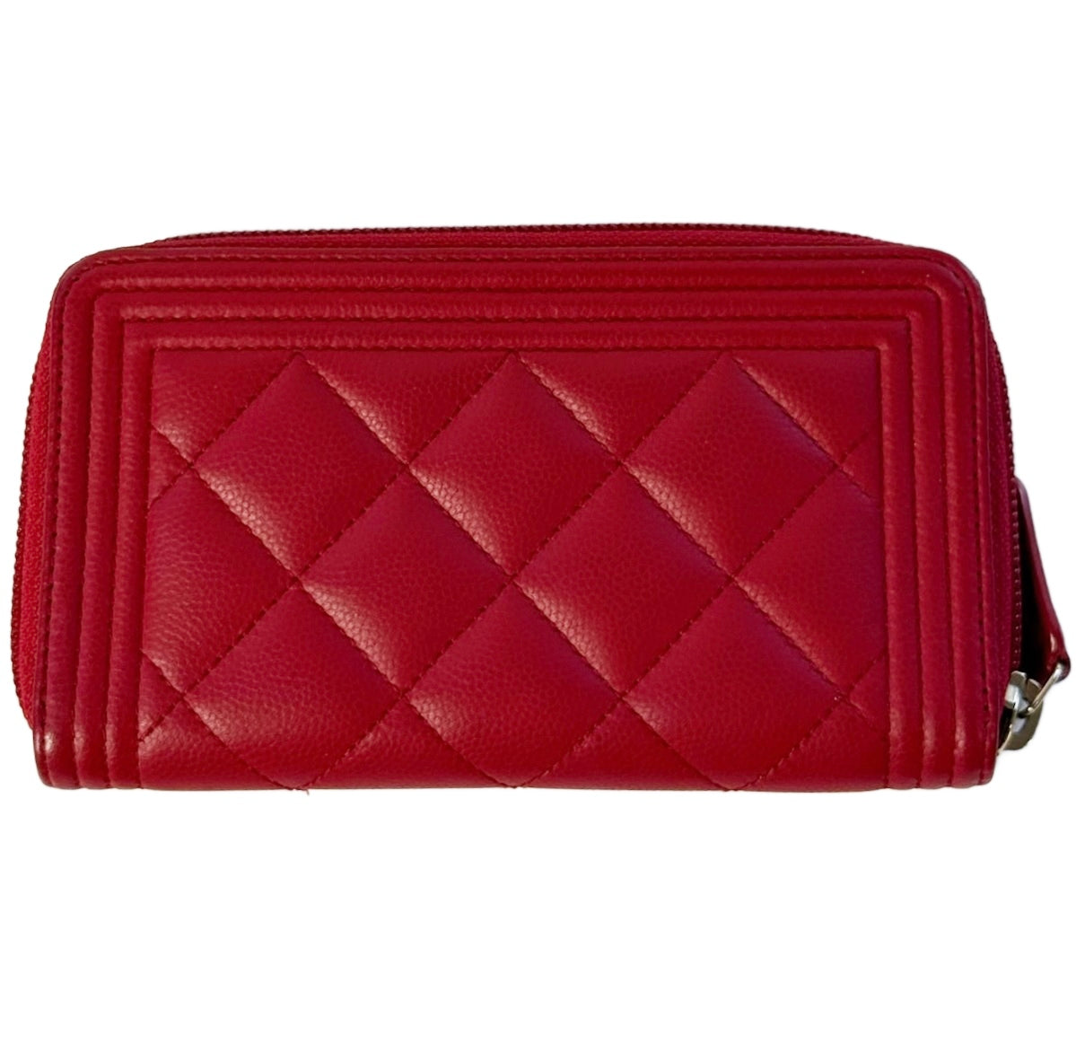 Chanel Red Caviar Le Boy Zip Wallet