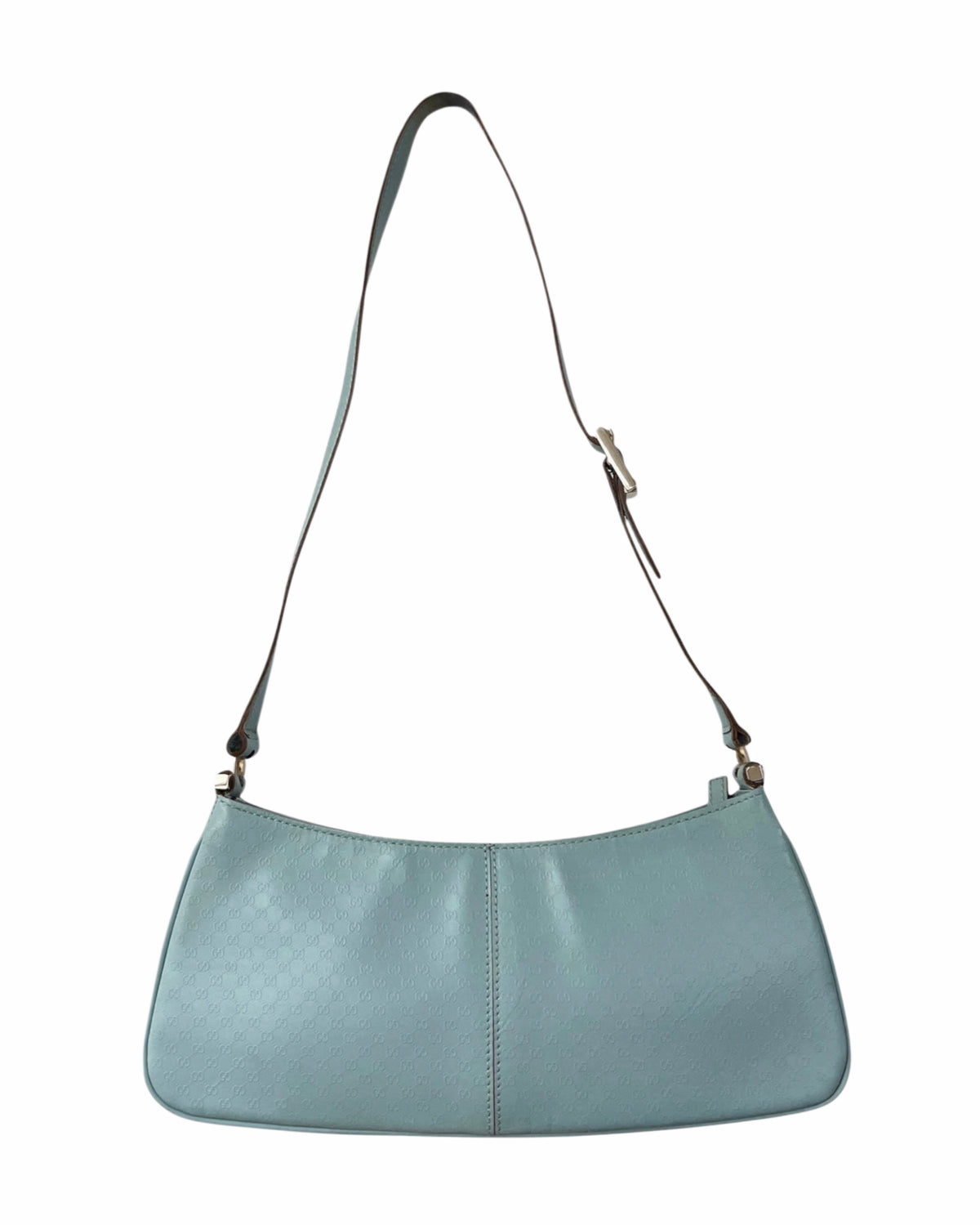 Gucci Vintage Light Blue Microguccissima GG Monogram Small Shoulder Pochette Bag