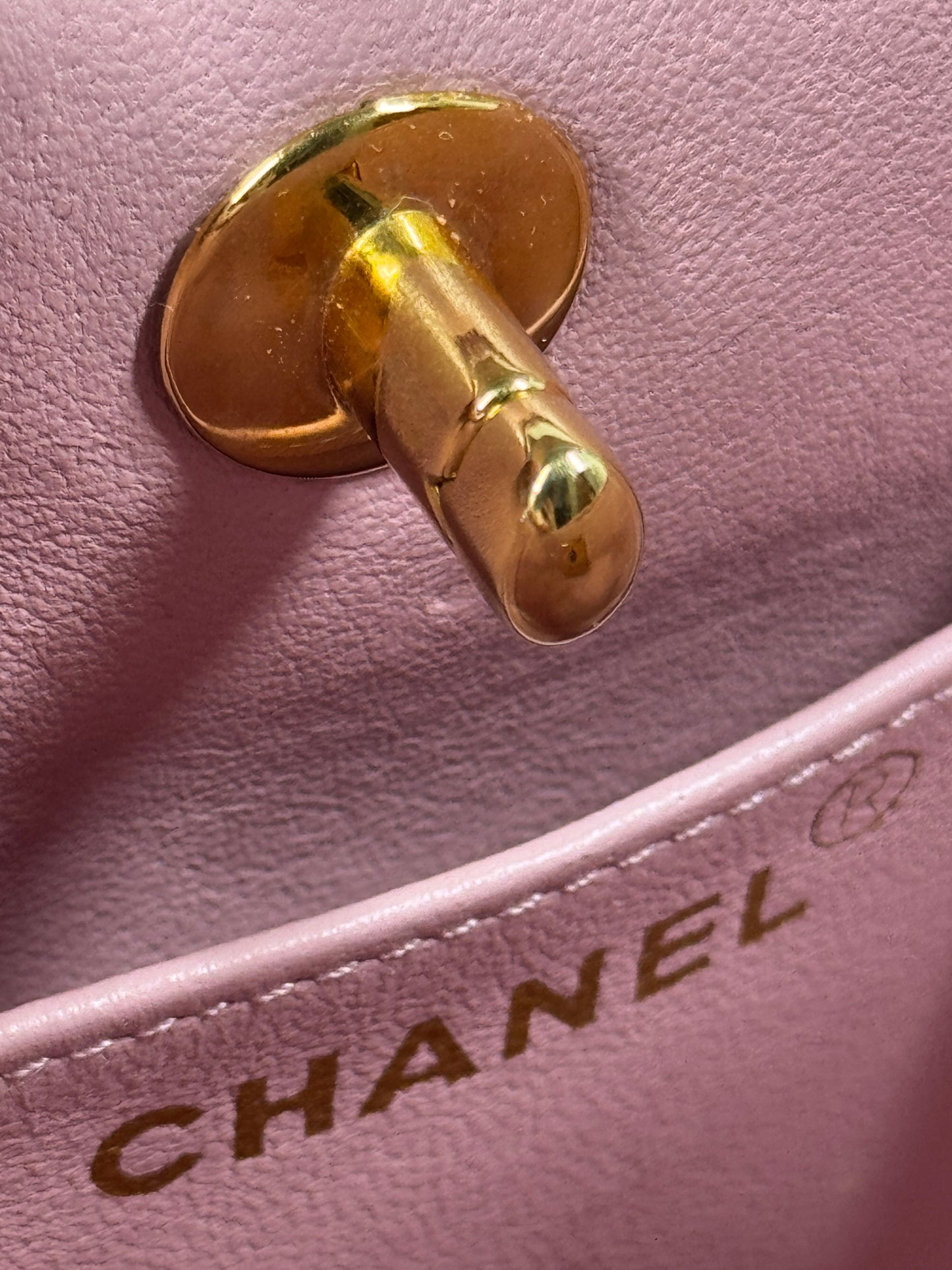 Chanel Vintage 90s Pink Lambskin Mini / Small Kelly Top Handle Bag w 24K Gold Plated Hardware