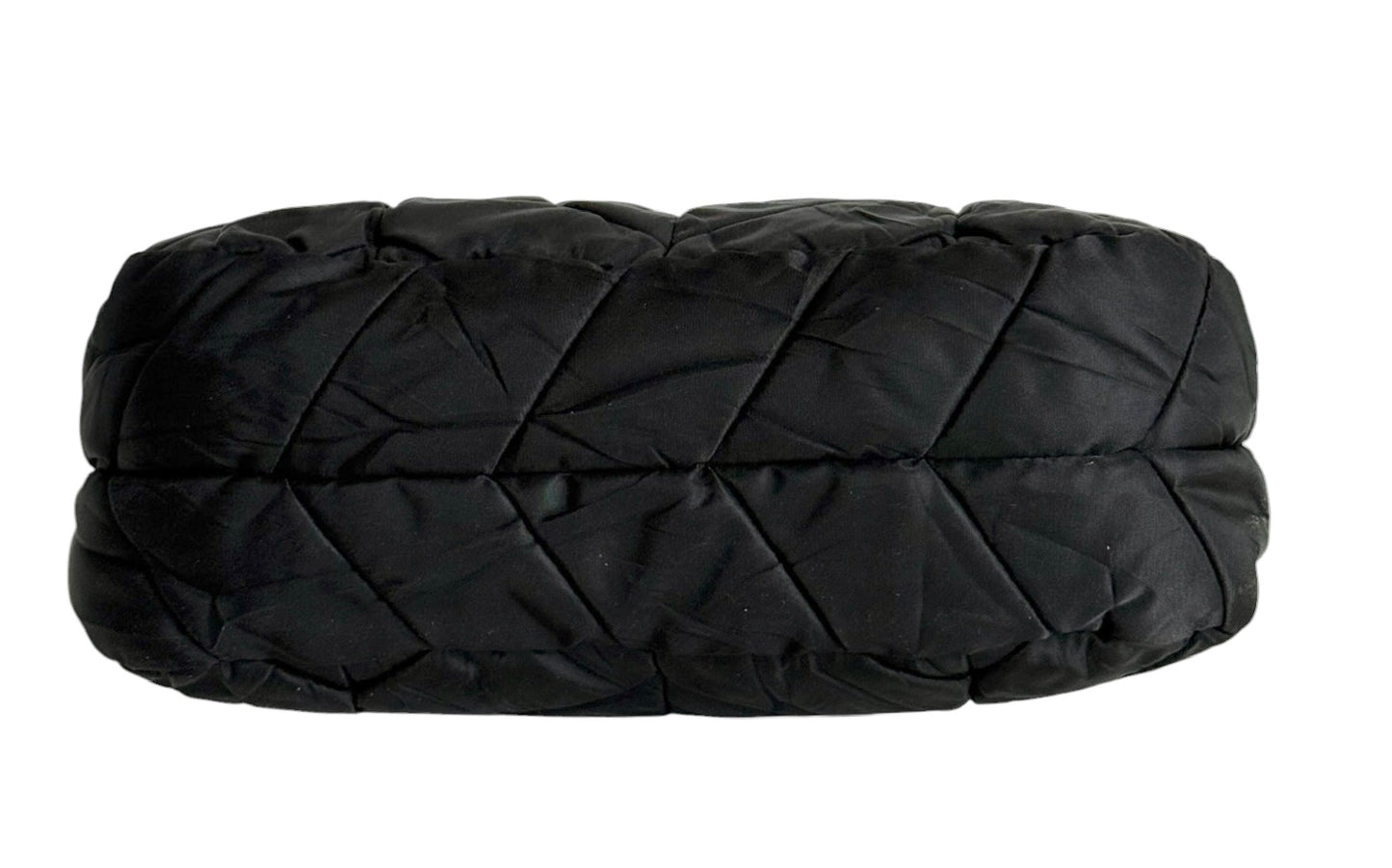 Prada Vintage Black Chevron Quilted Nylon Medium Hobo Top Handle Pochette Bag