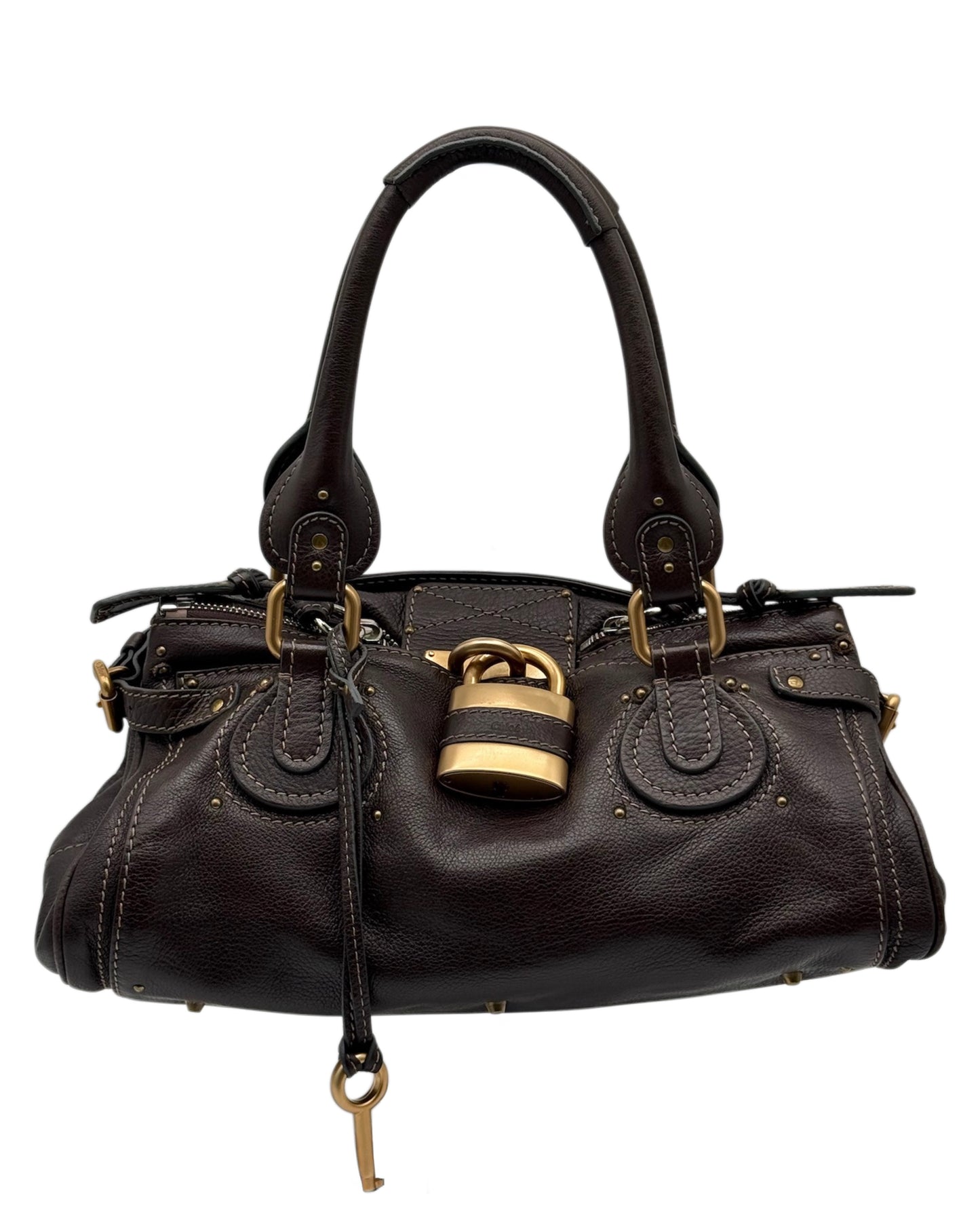 Chloe Vintage Chocolate Brown Calfskin Medium Paddington Shoulder Bag