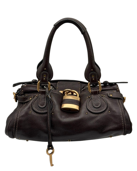 Chloe Vintage Chocolate Brown Calfskin Medium Paddington Shoulder Bag