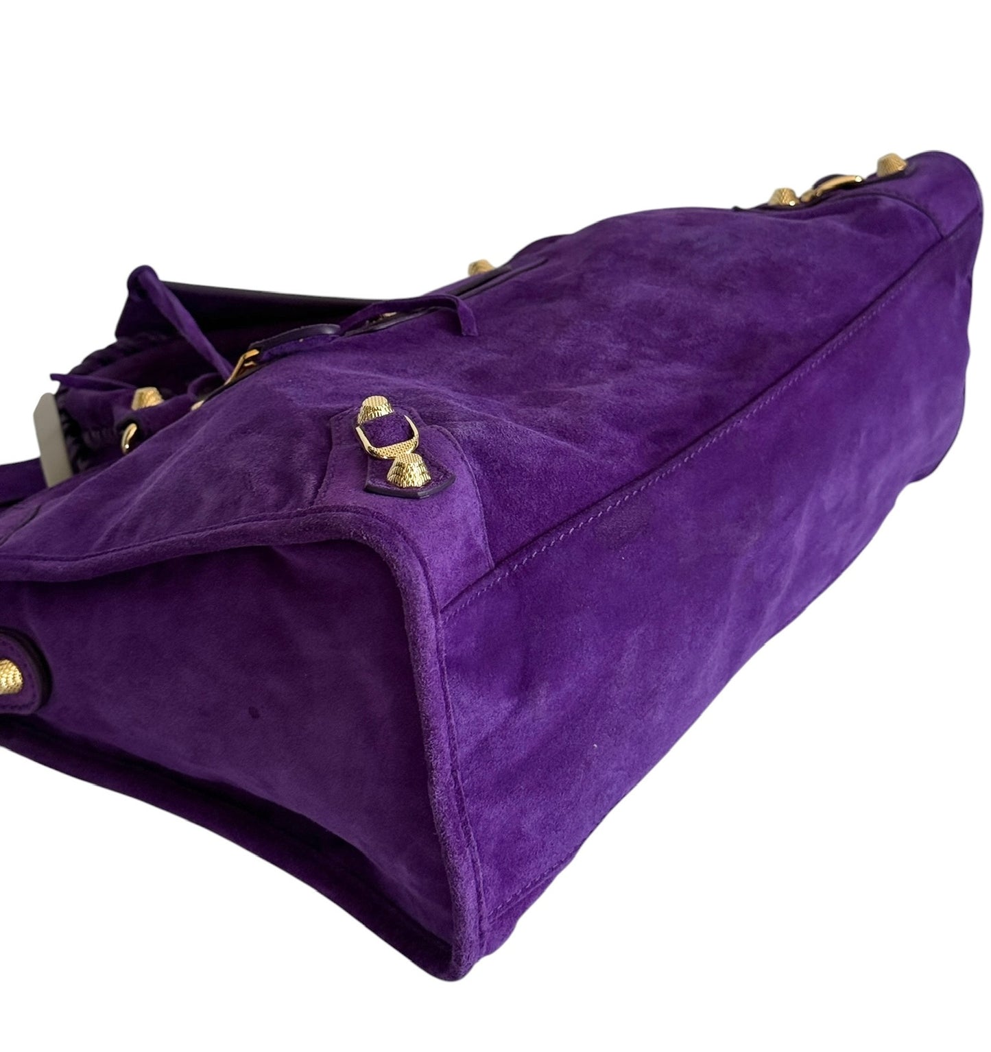 Balenciaga Ultra Violet Purple Suede Medium Giant 12 City Bag with Gold Hardware