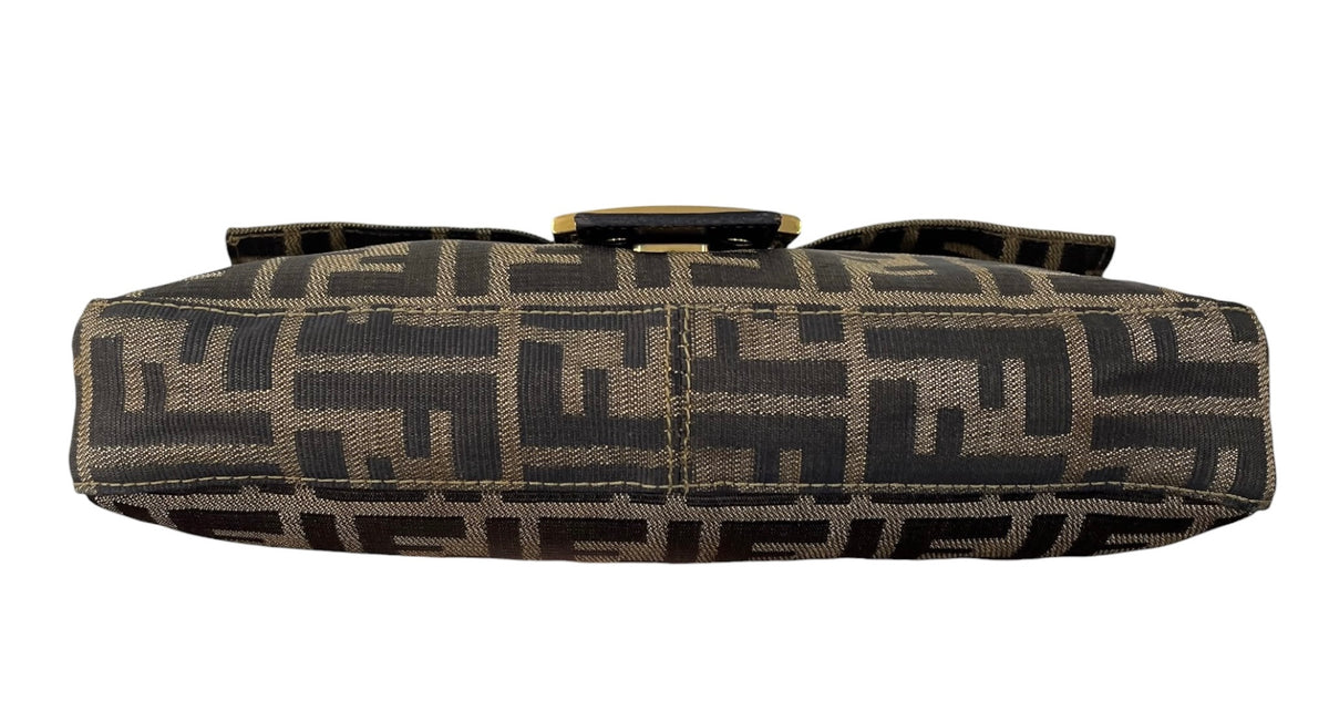 Brown Classic Zucca Monogram Shoulder Baguette Bag with GHW