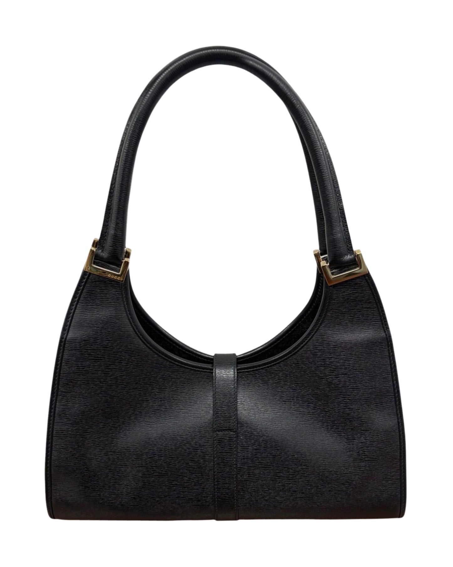 Gucci Vintage Black Coated Leather Medium Jackie Shoulder Bag