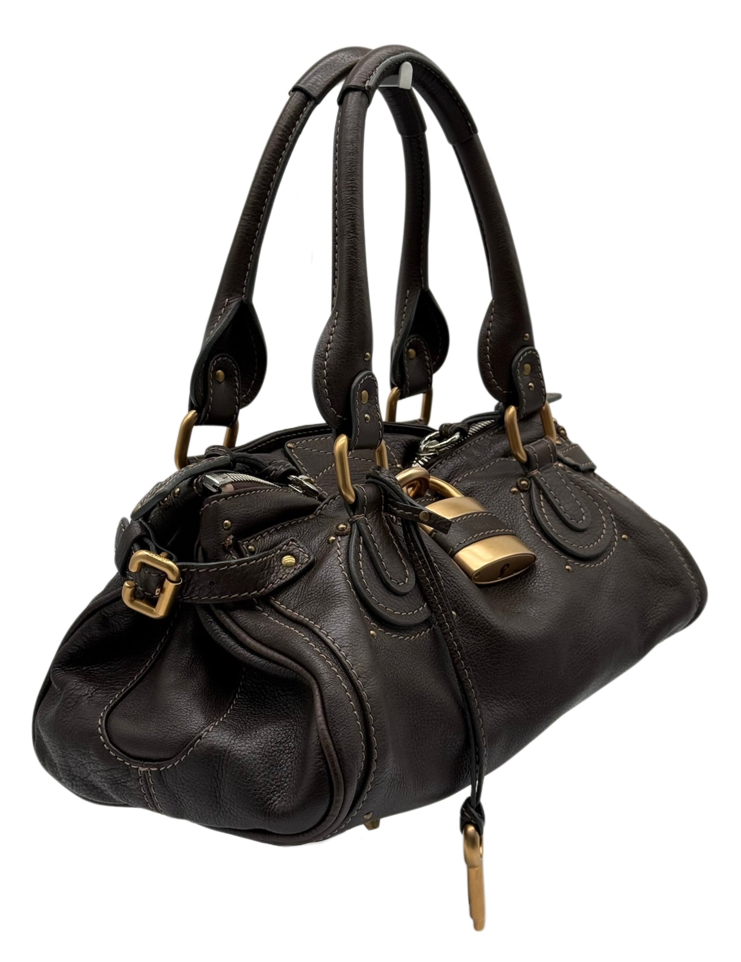 Chloe Vintage Chocolate Brown Calfskin Medium Paddington Shoulder Bag