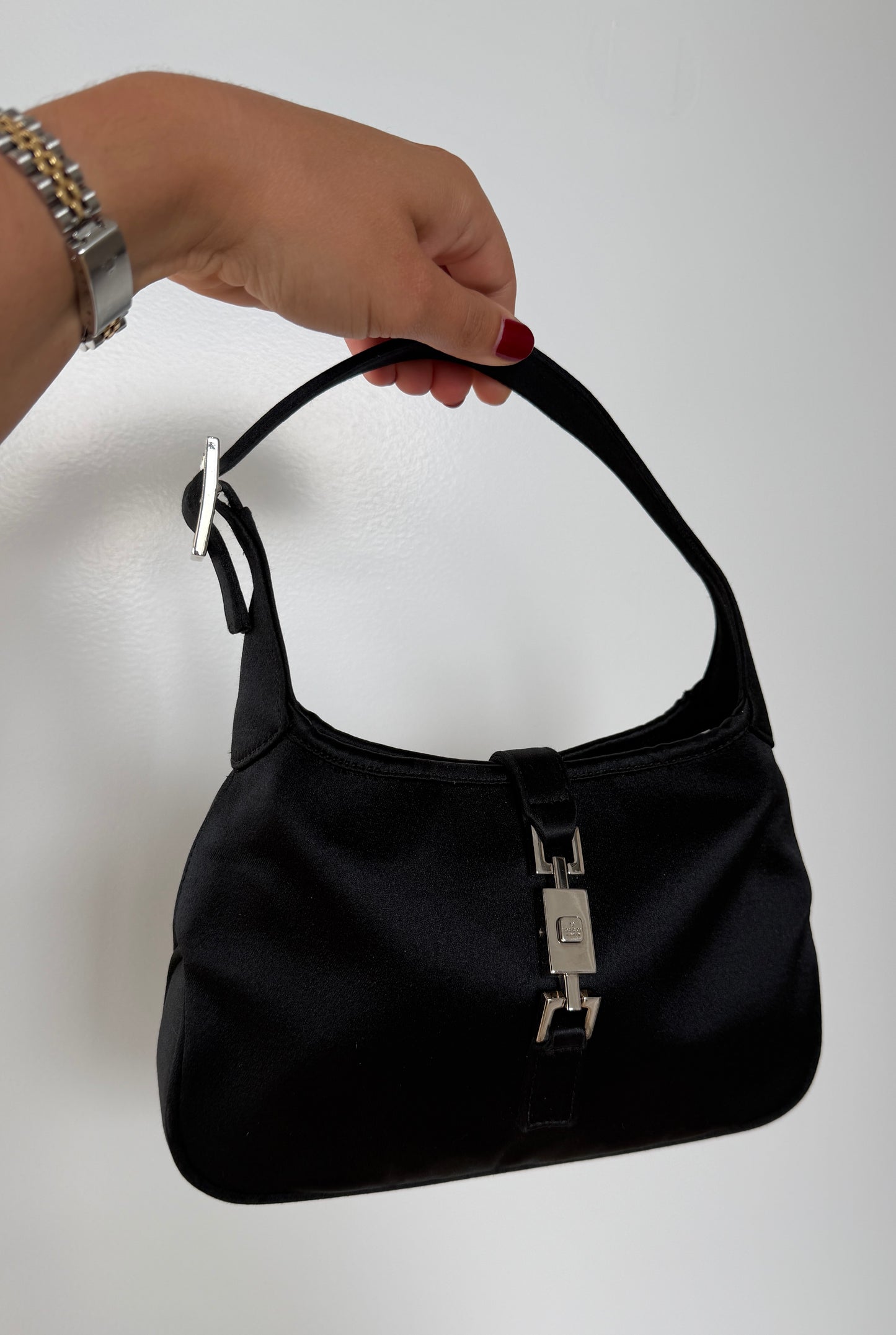 Gucci Vintage Black Satin Mini Jackie Evening Bag 