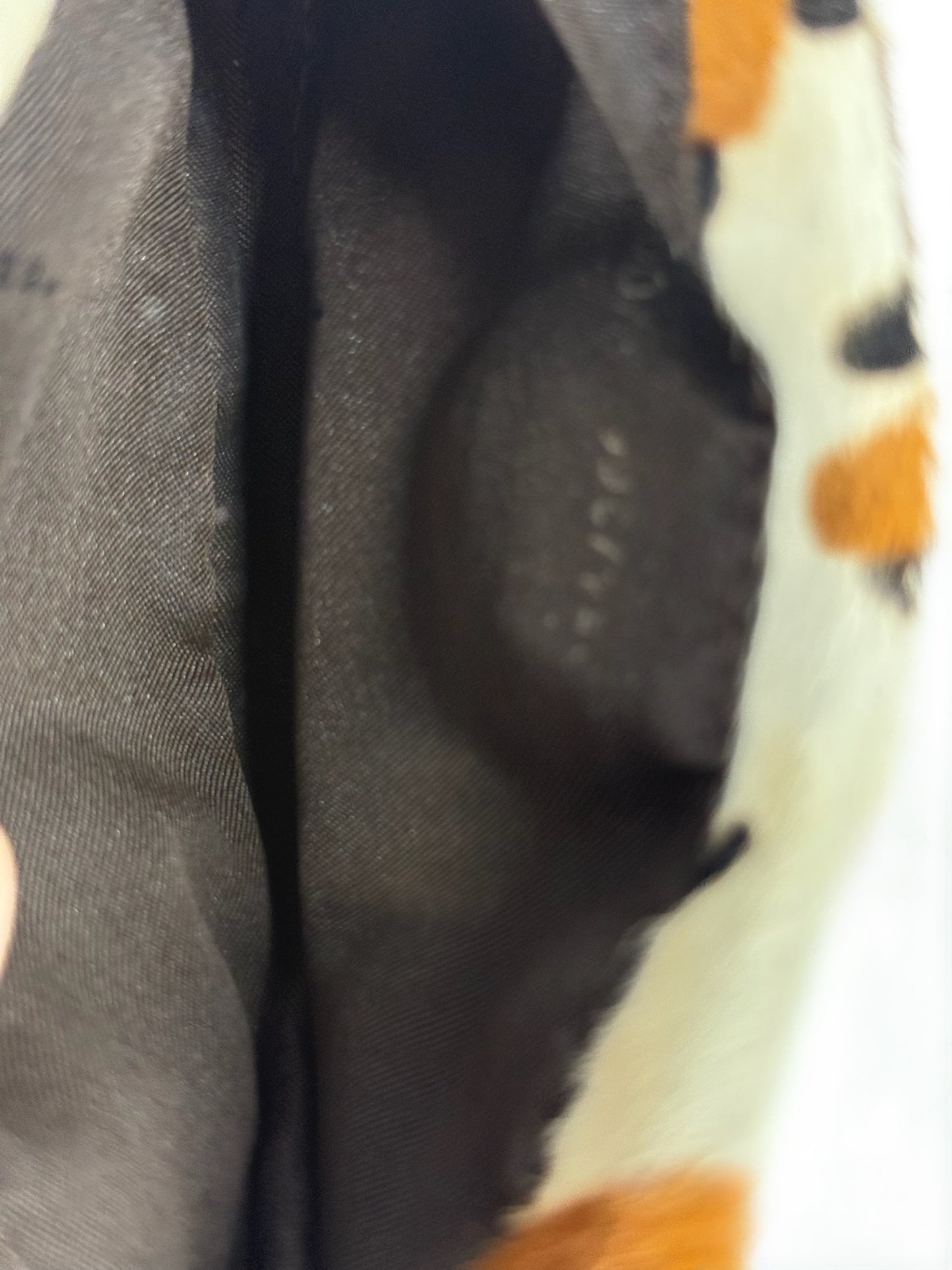 Fendi Vintage White Leopard Print Pony Hair Mini Croissant Baguette