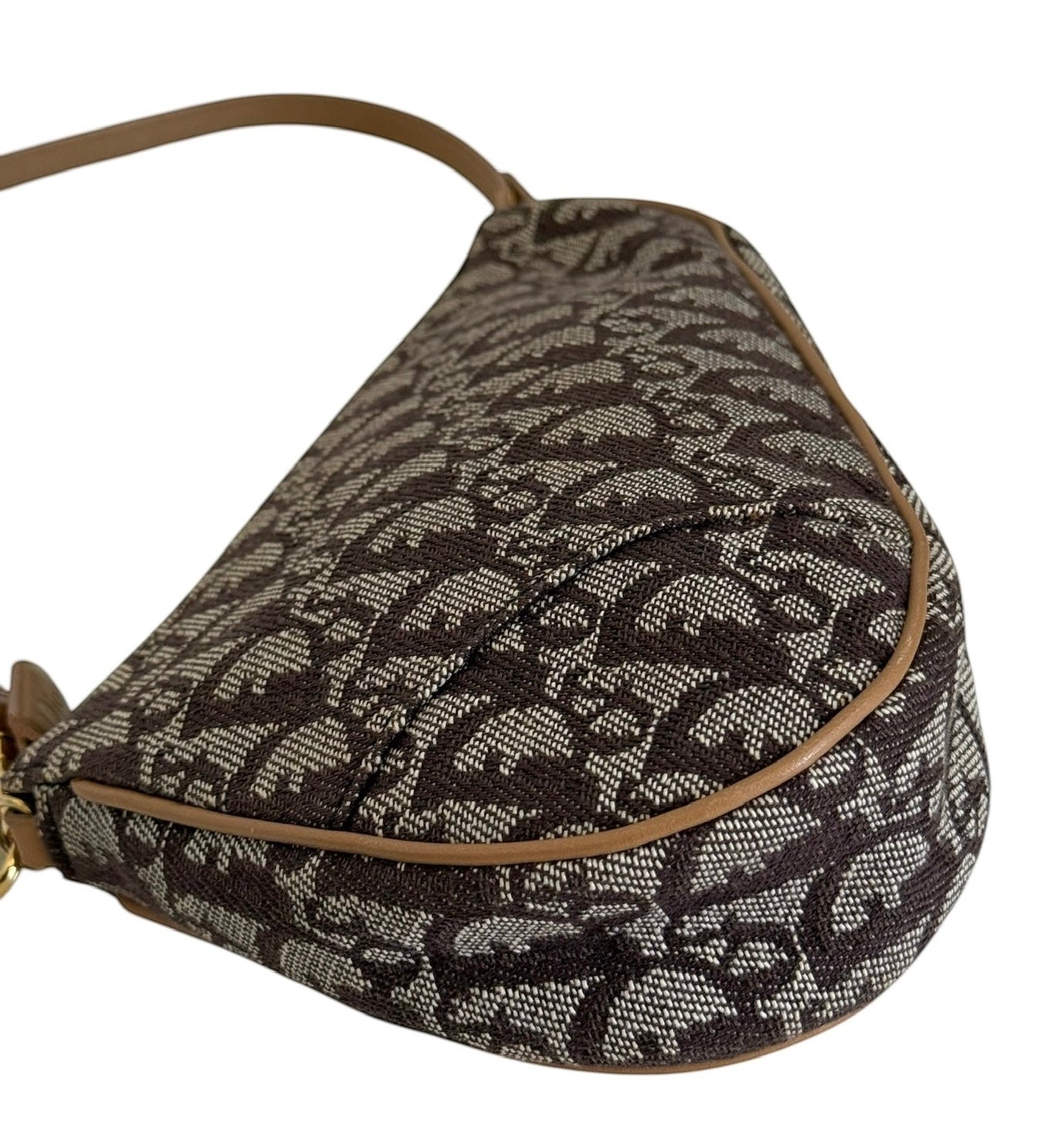Dior Vintage 2001 Brown Trotter Monogram Mini Saddle Pochette Shoulder Bag