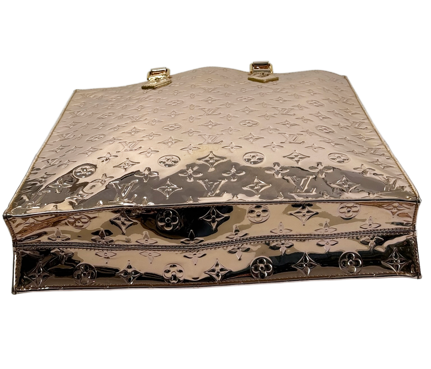 Louis Vuitton Vintage Gold Miroir Monogram Sac Plat Top Handle Tote Bag