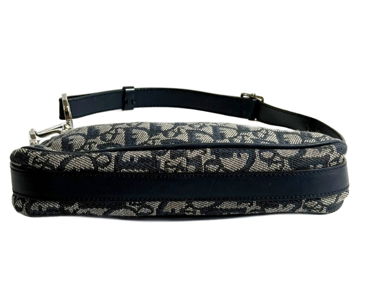 Dior Vintage 2004 Navy Blue Trotter Monogram D Charm Logo Small Pochette Shoulder Bag
