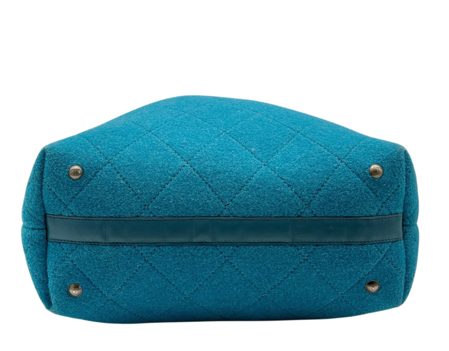 Chanel 2011 Blue Quilted Wool Two-Way CC Chain Shoulder Tote Bag