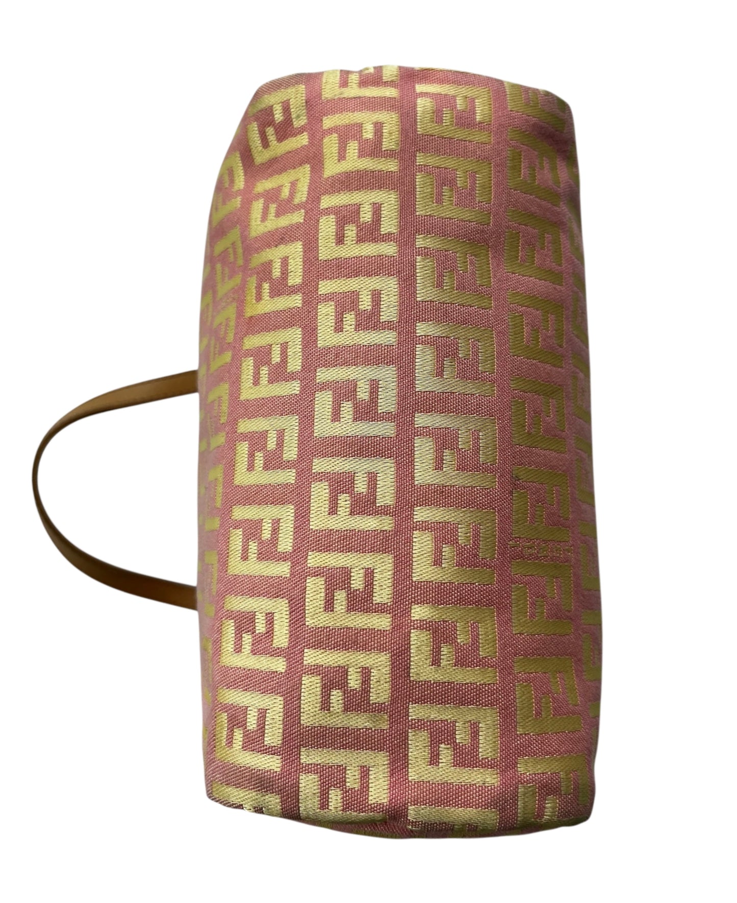 Fendi Vintage Pink and Yellow Zucchino Zucca Monogram Mini Top Handle Pochette Bag