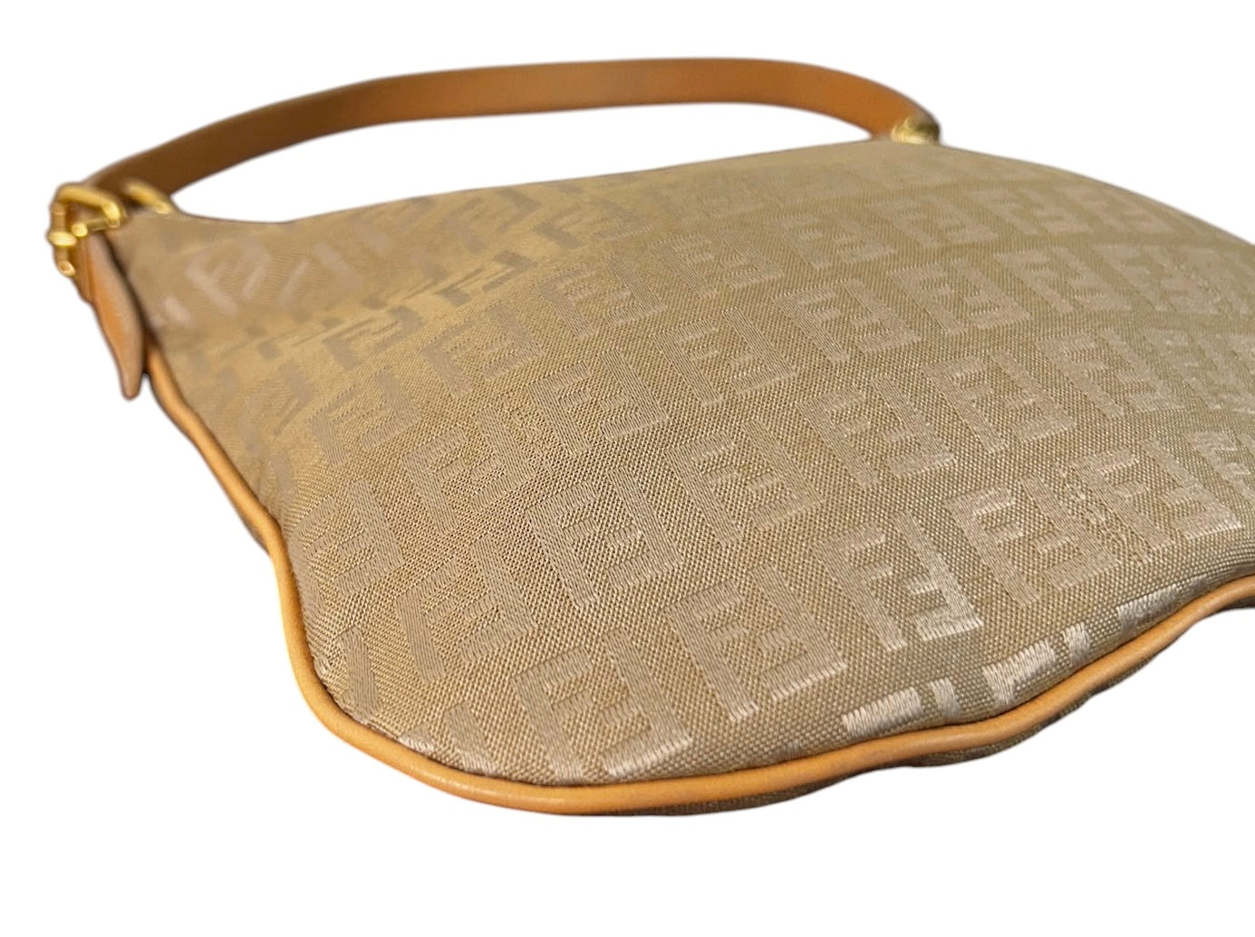 Fendi Vintage Beige Zucchino Zucca Monogram Oyster Shoulder Bag