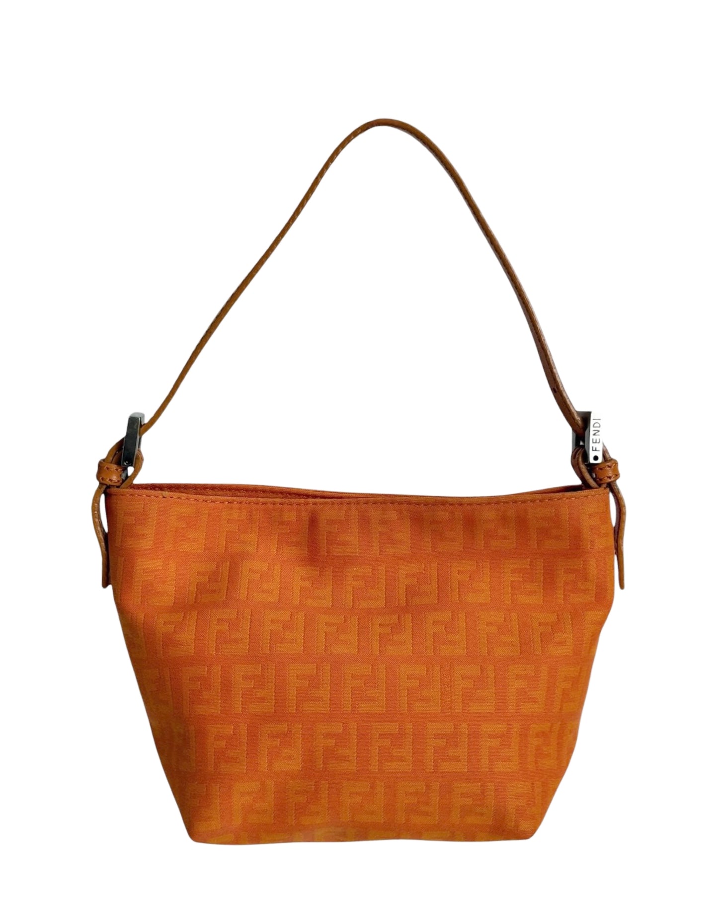 Fendi Vintage Orange Zucchino Zucca Monogram Mini Bucket Pochette Bag 