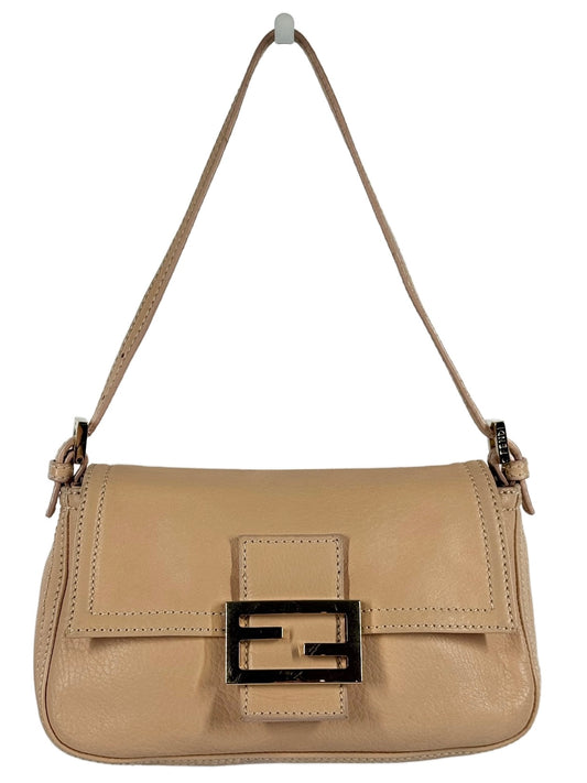 Fendi Vintage Baby Pink Calfskin Leather Stitch Mini Mamma Baguette Shoulder Bag
