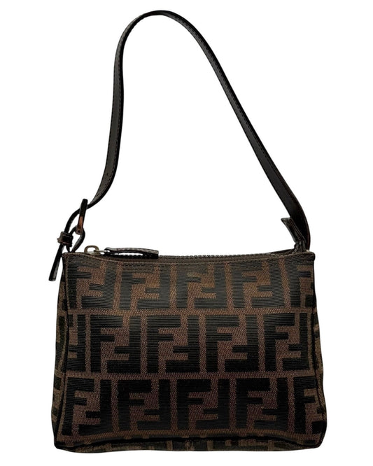 Fendi Vintage Brown Zucca Monogram Mini Square Pochette Bag