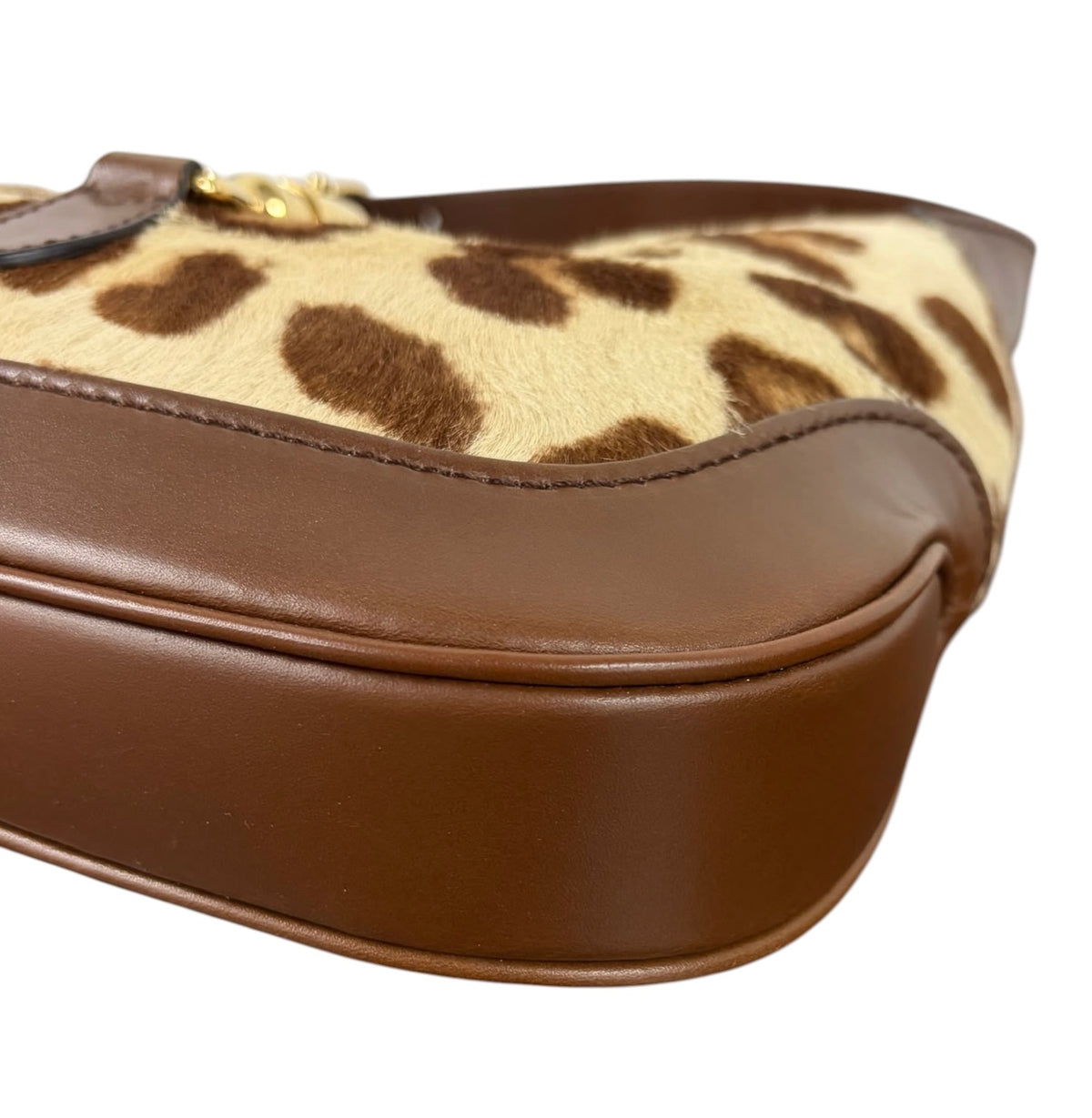 Gucci 2022 HA HA HA Collection Leopard Print Pony Hair Small Jackie Shoulder Crossbody Two-Way Bag