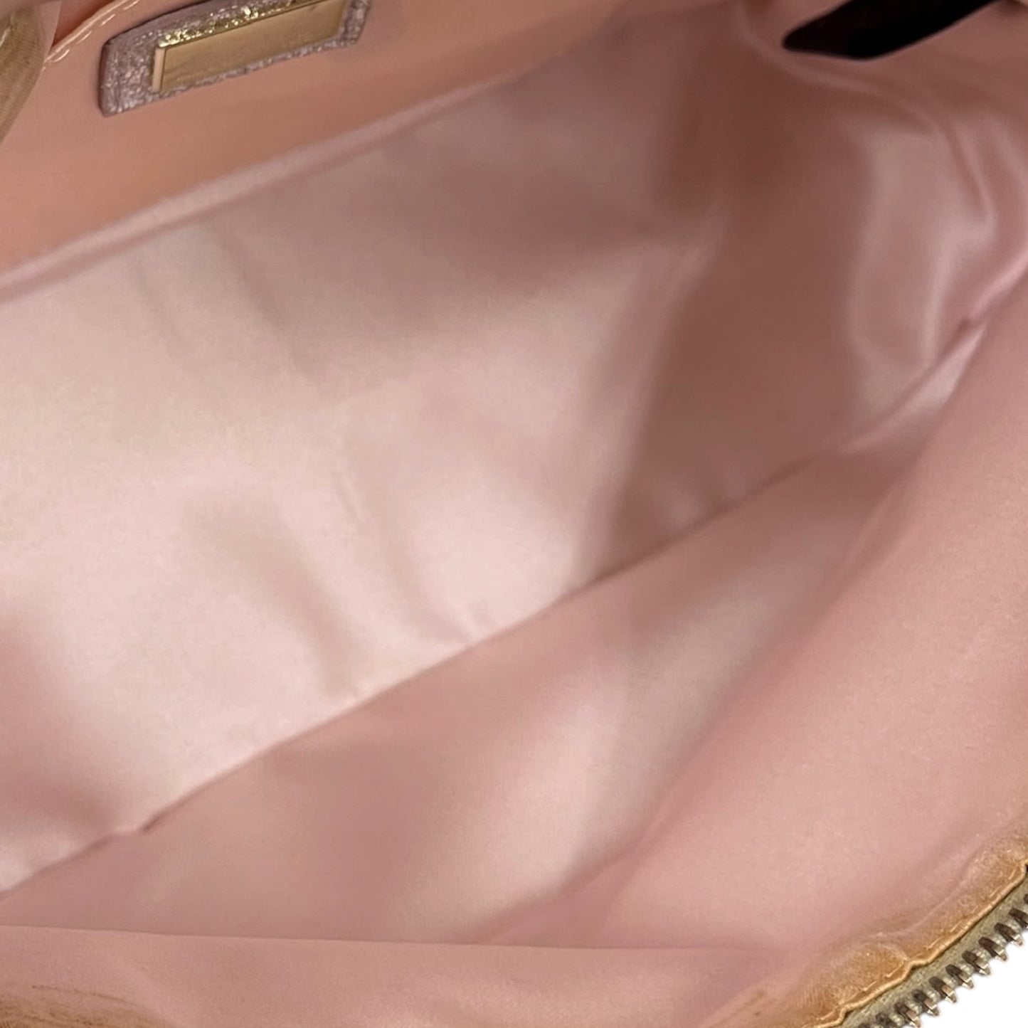 Fendi Vintage Pink Iridescent Metallic Zucchino Zucca Monogram Medium Shoulder Pochette Bag