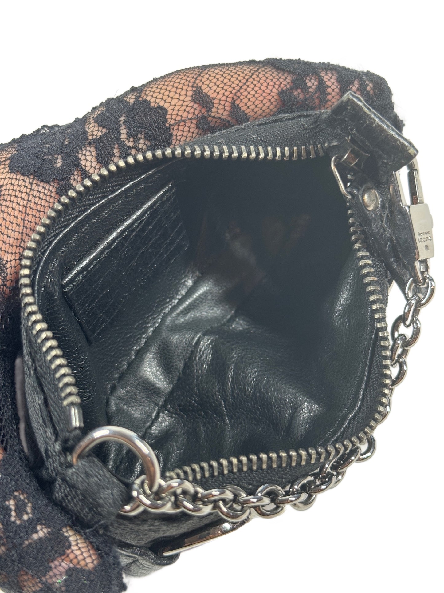 Gucci Vintage Black GG Monogram Micro Mini Horsebit Coin Purse Bag Charm