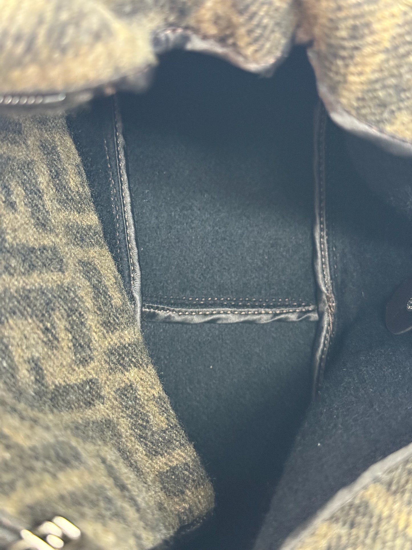 Fendi Vintage Brown Zucca Monogram Knit Wool Mamma Baguette Shoulder Bag