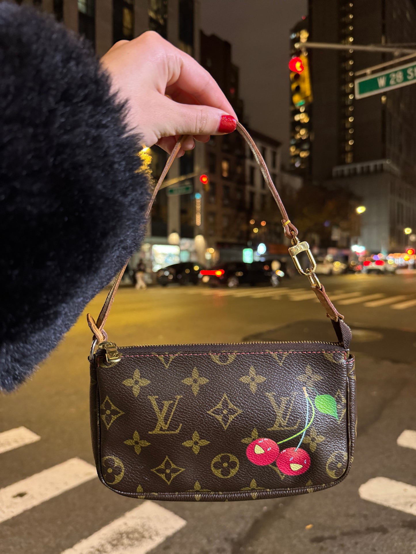 Louis Vuitton Vintage 2005 Takashi Murakami Cherry Monogram Mini Pochette Accessoires