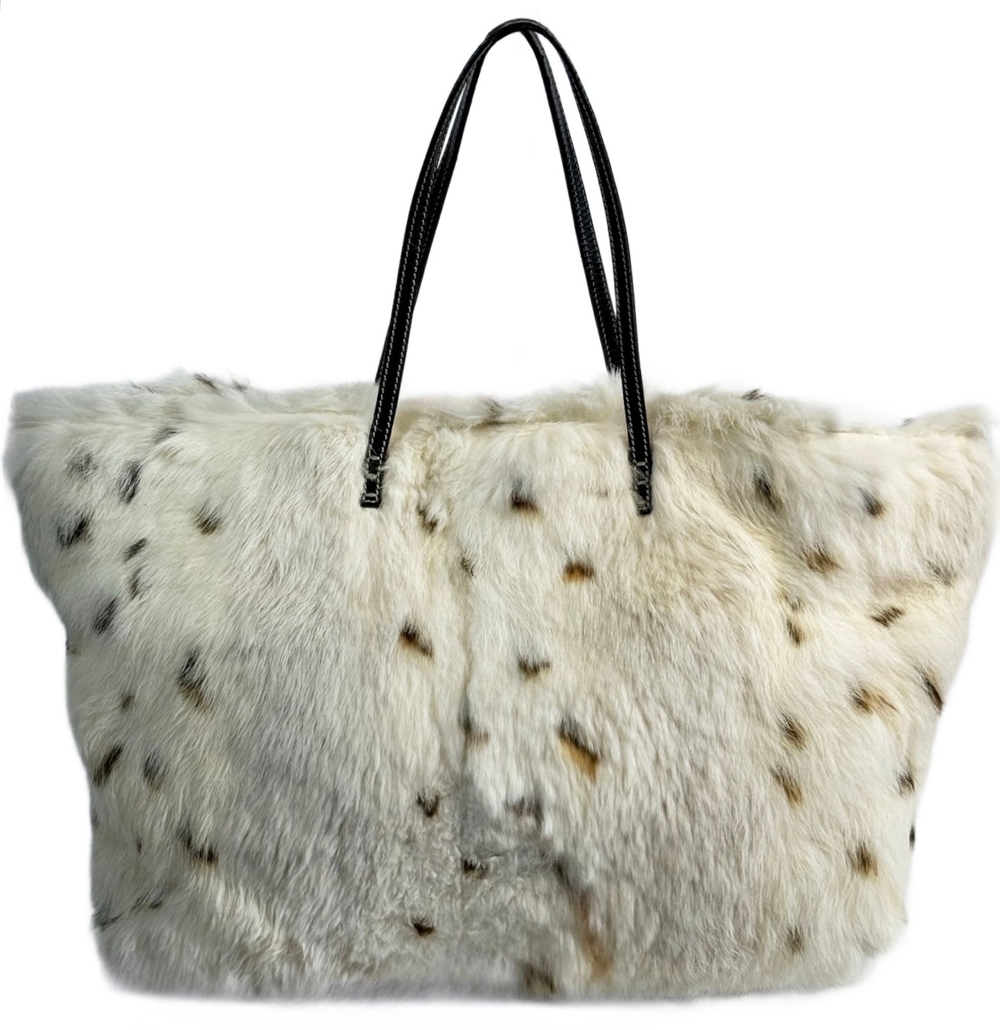 Fendi Vintage White Spotted Rabbit Fur Shoulder Tote Bag