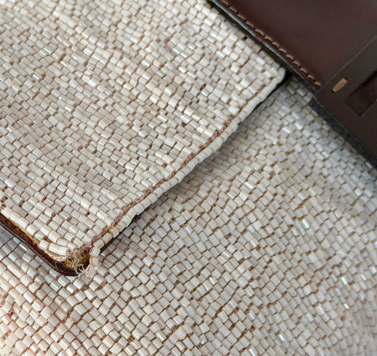 Fendi Vintage Light Pink Beaded Shoulder Baguette Bag 