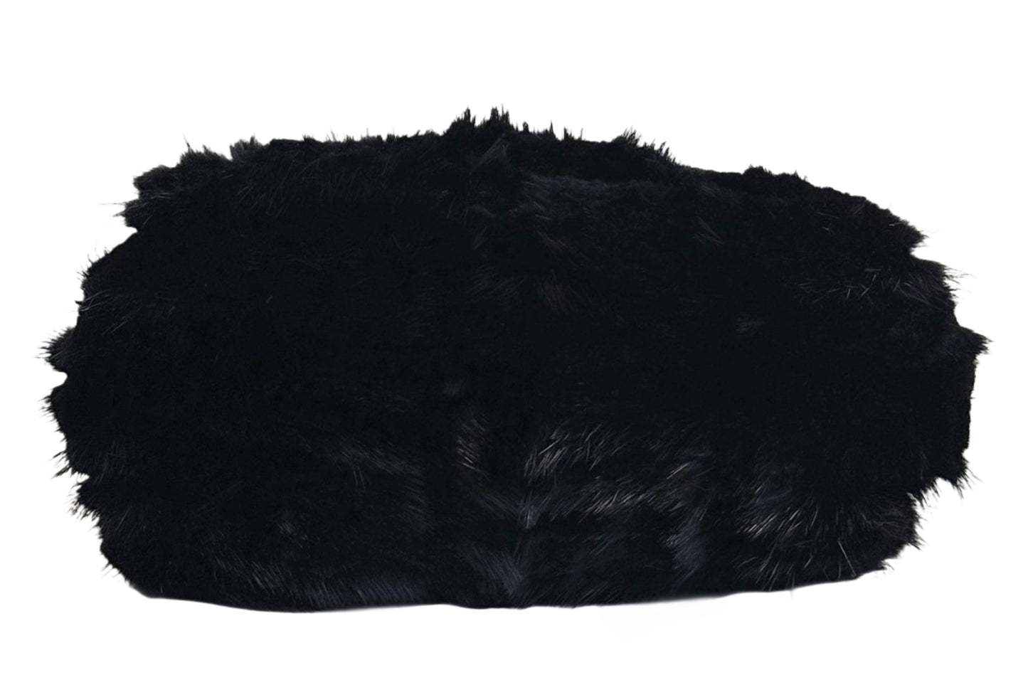 Fendi Vintage Black Zucca Mink Fur Crystal Logo Lizard Trim Shoulder Hobo Mini Baguette Bag