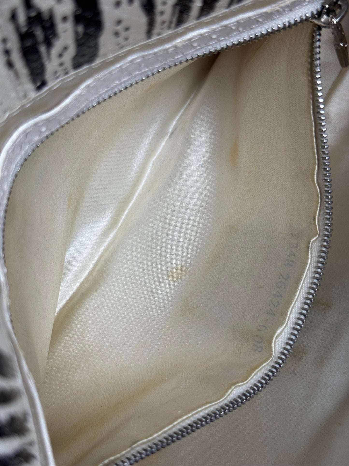 Fendi Vintage White & Black Zebra Print Snakeskin Baguette Shoulder Bag