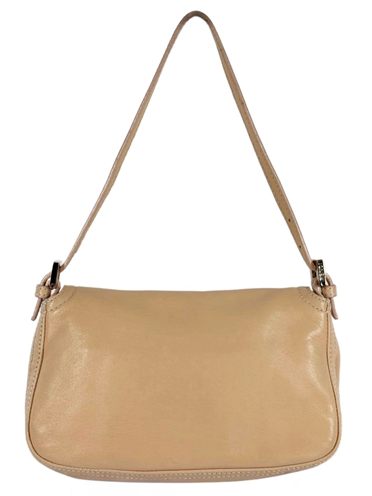 Fendi Vintage Baby Pink Calfskin Leather Stitch Mini Mamma Baguette Shoulder Bag