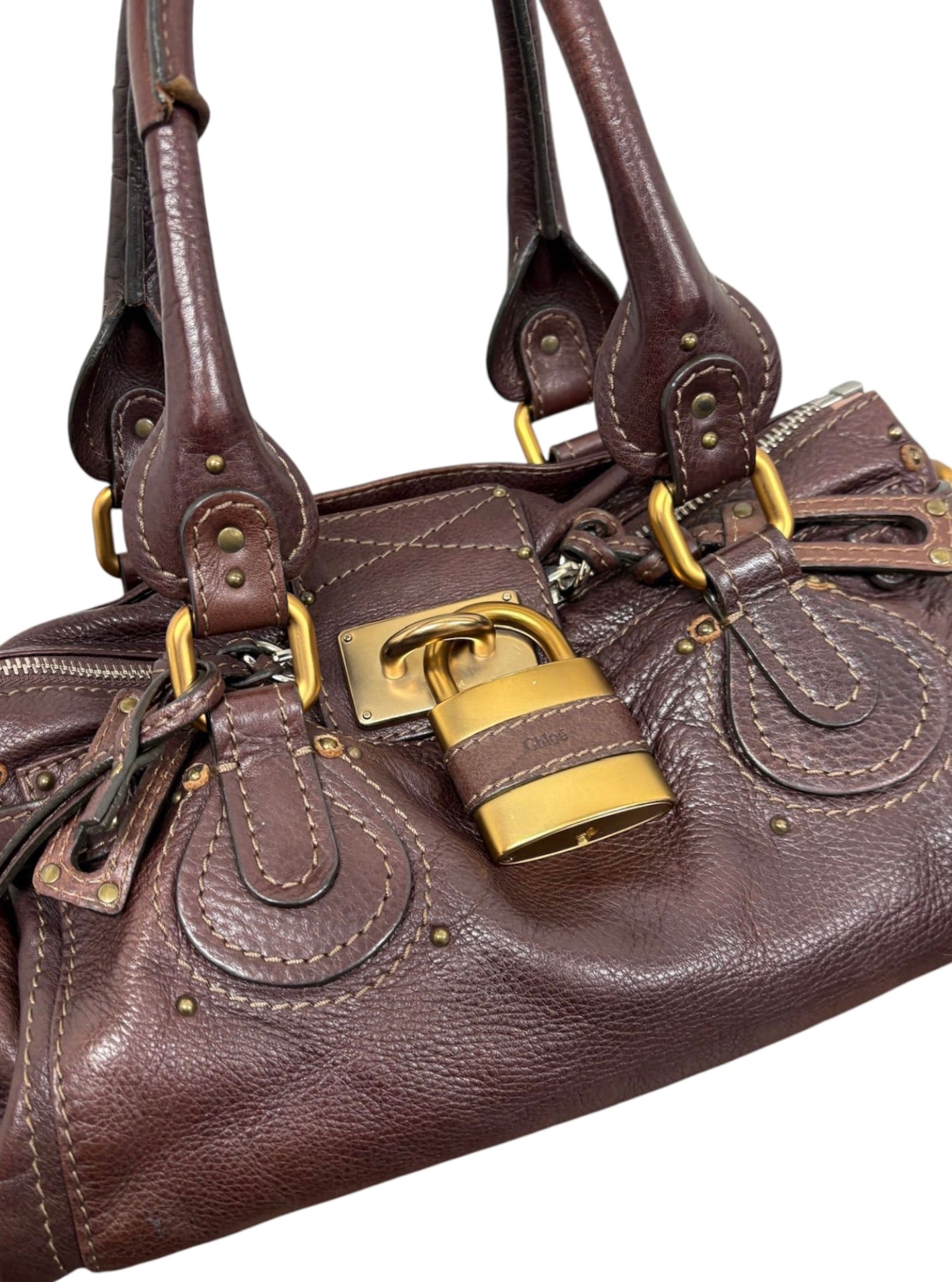 Chloe Vintage Chocolate Brown Calfskin Medium Paddington Shoulder Bag