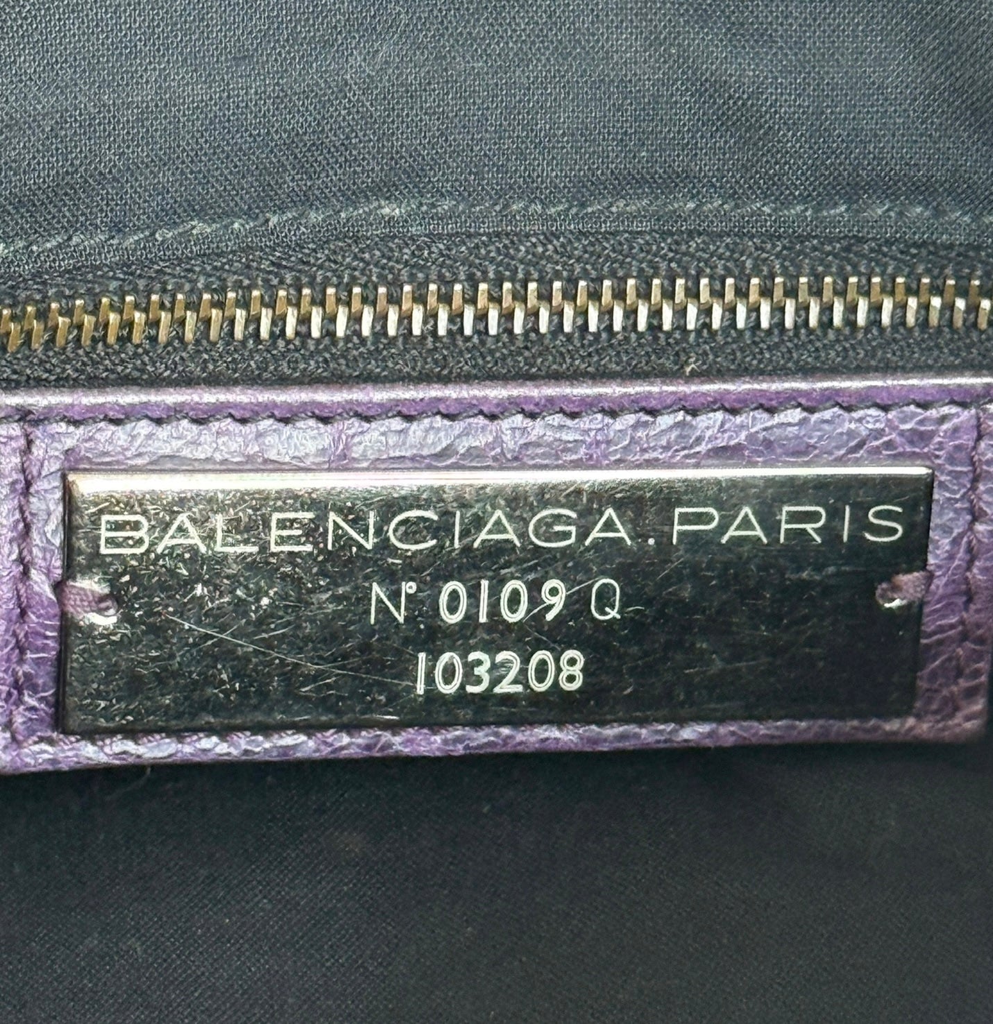 Balenciaga Dark Purple Leather Small Classic Motocross City Bag