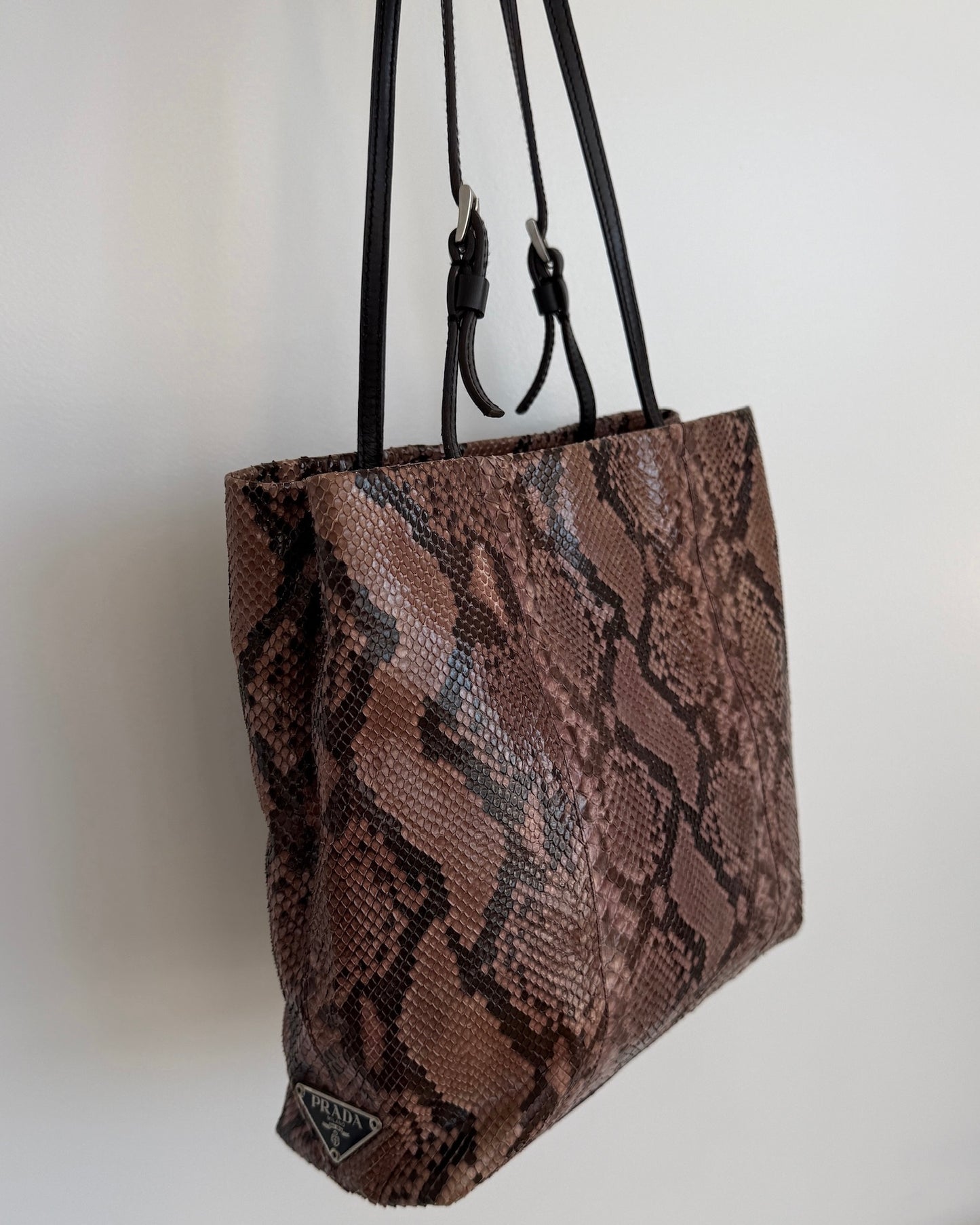 Prada Vintage Purple Python Leather Small Shopper Shoulder Bag