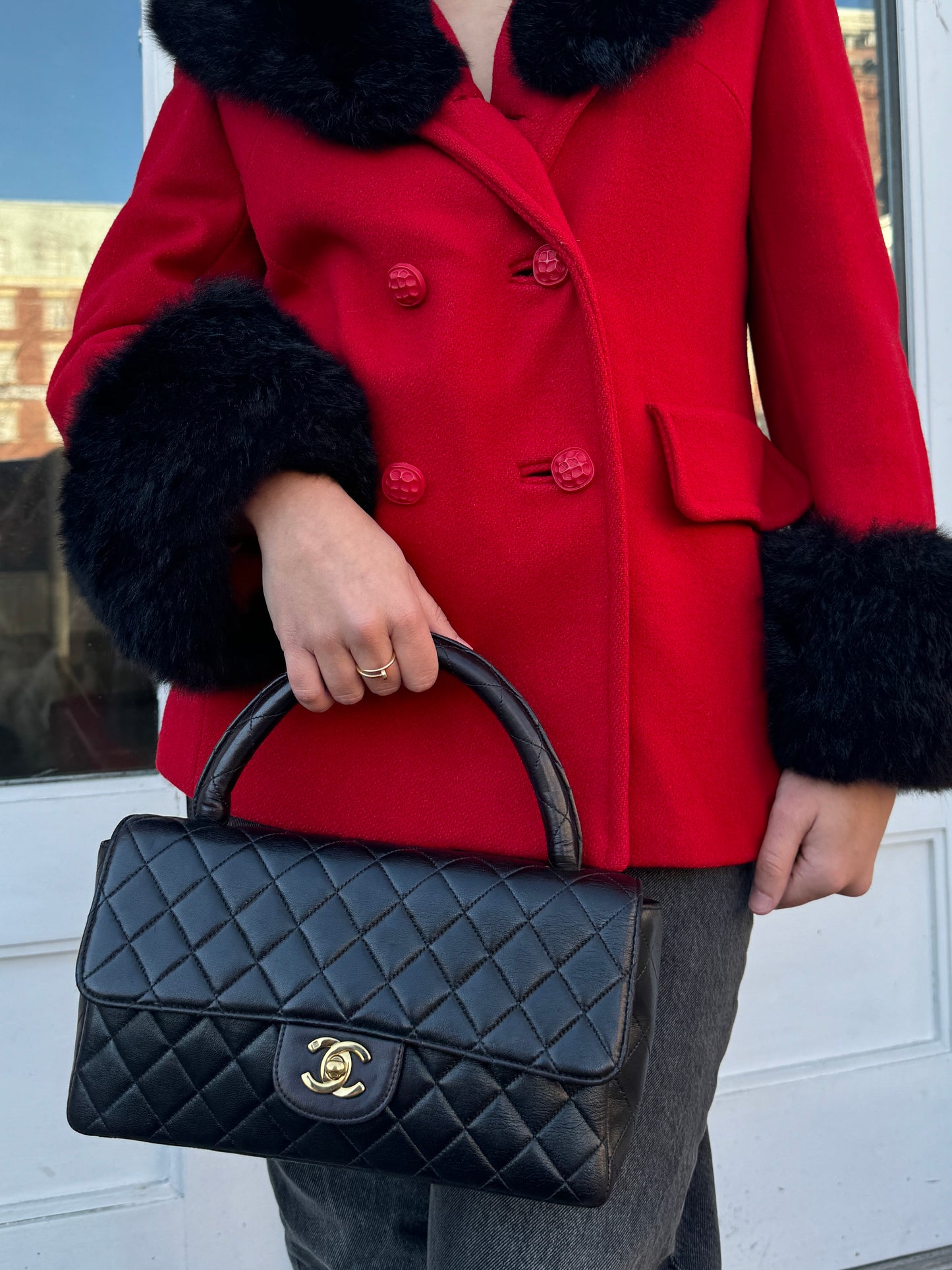Chanel Vintage 90s Dark Brown Quilted Lambskin Medium Kelly Top Handle Parent Flap Bag w 24K Gold Plated Hardware