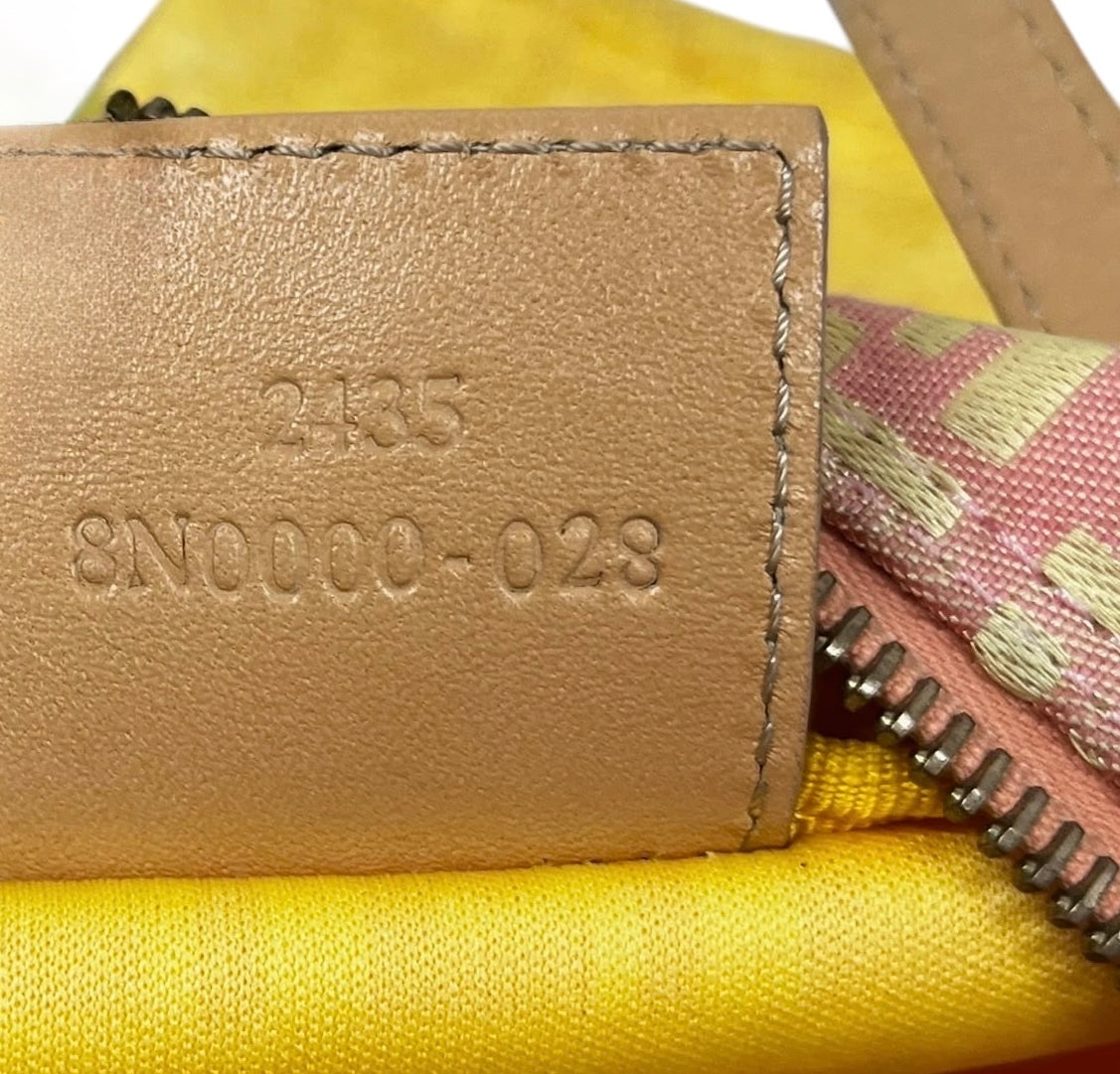 Fendi Vintage Pink and Yellow Zucchino Zucca Monogram Mini Top Handle Pochette Bag