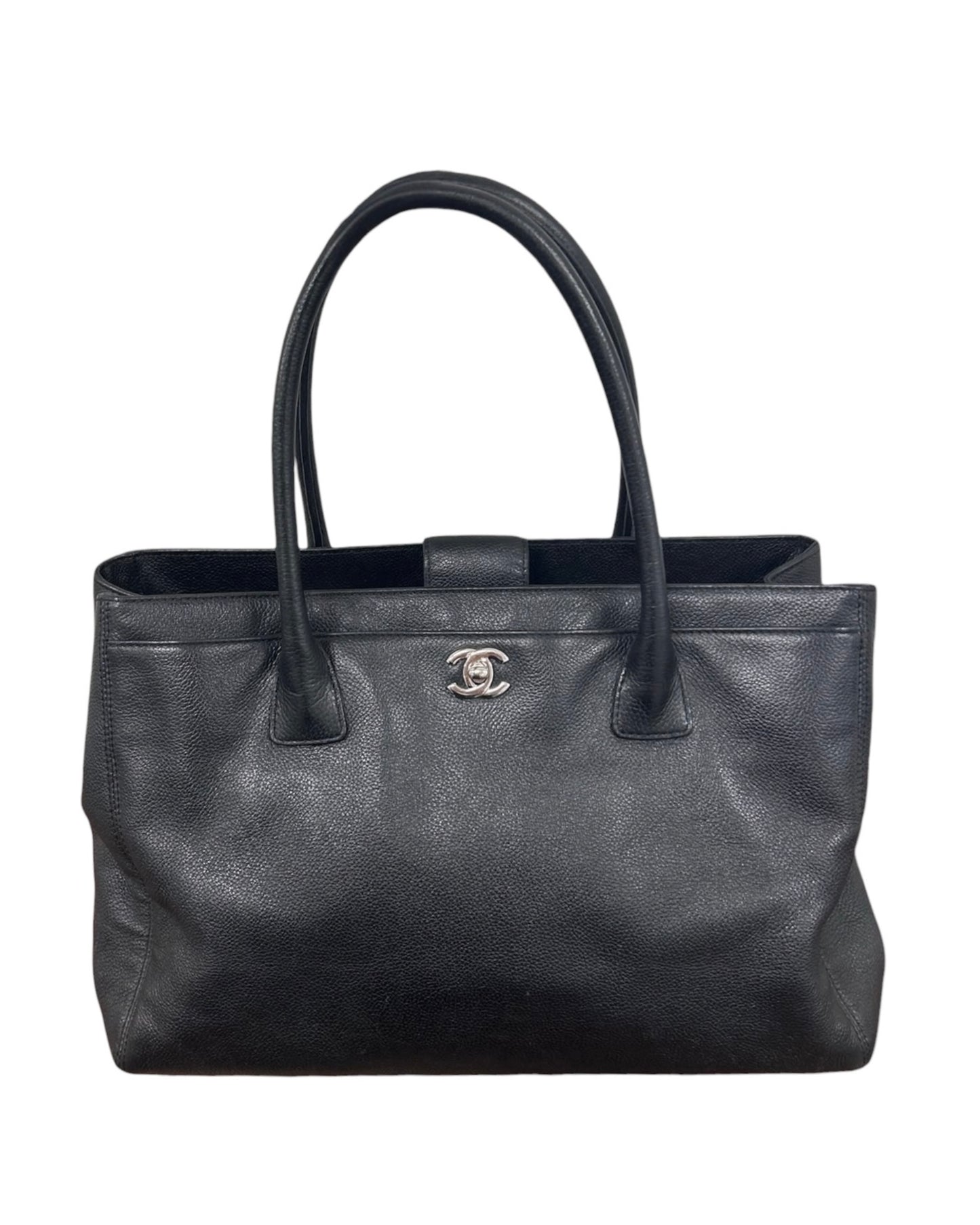Chanel Vintage 00s Black Deerskin Medium Cerf Executive Tote Bag with SHW