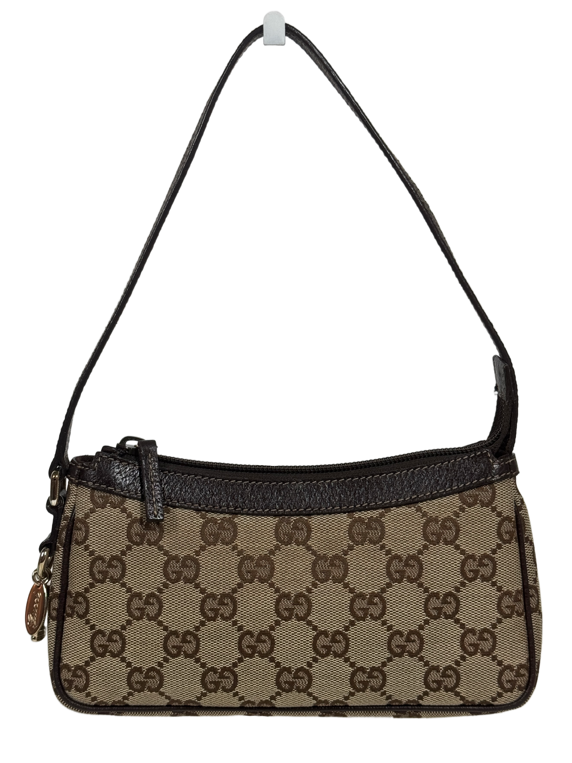 Gucci Vintage Brown GG Monogram Canvas Boot Charm Mini Pochette Shoulder Bag