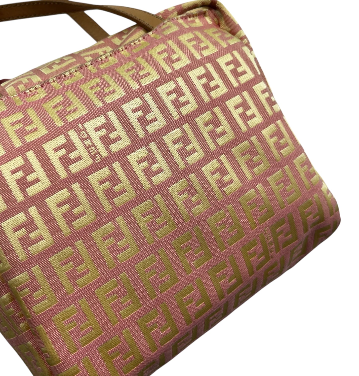 Fendi Vintage Pink and Yellow Zucchino Zucca Monogram Mini Top Handle Pochette Bag