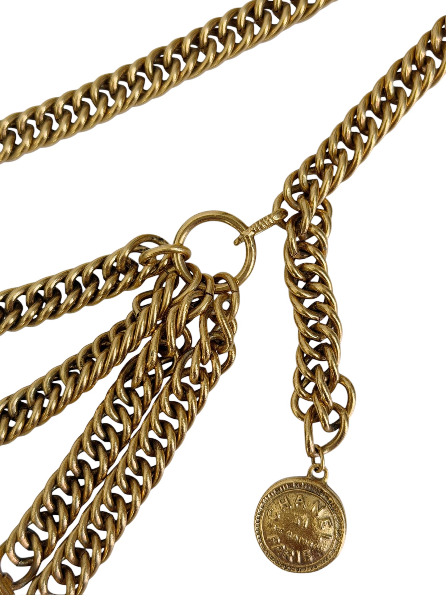 Chanel Vintage 90s 24K Gold Plated Quilted Logo Chain Belt