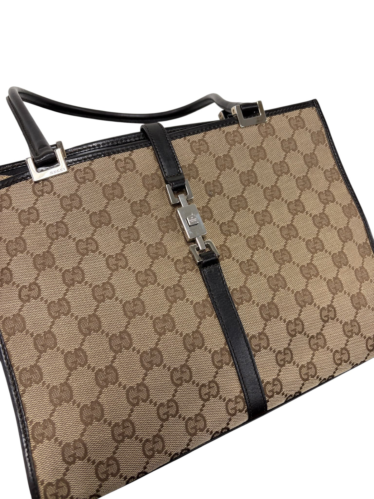 Gucci Vintage Brown GG Monogram Square Style Jackie Shoulder Bag
