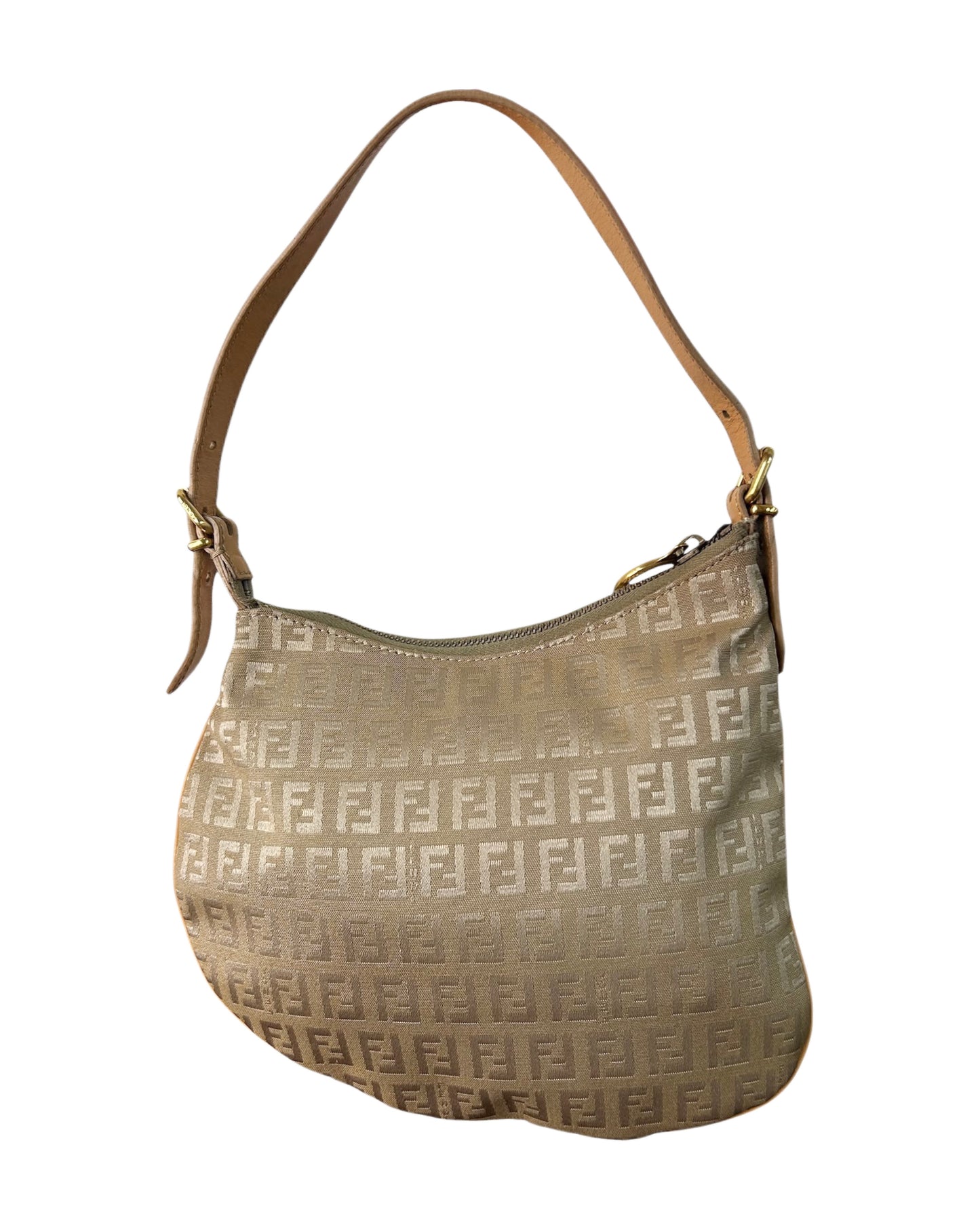 Fendi Vintage Beige Zucchino Zucca Monogram Oyster Shoulder Bag