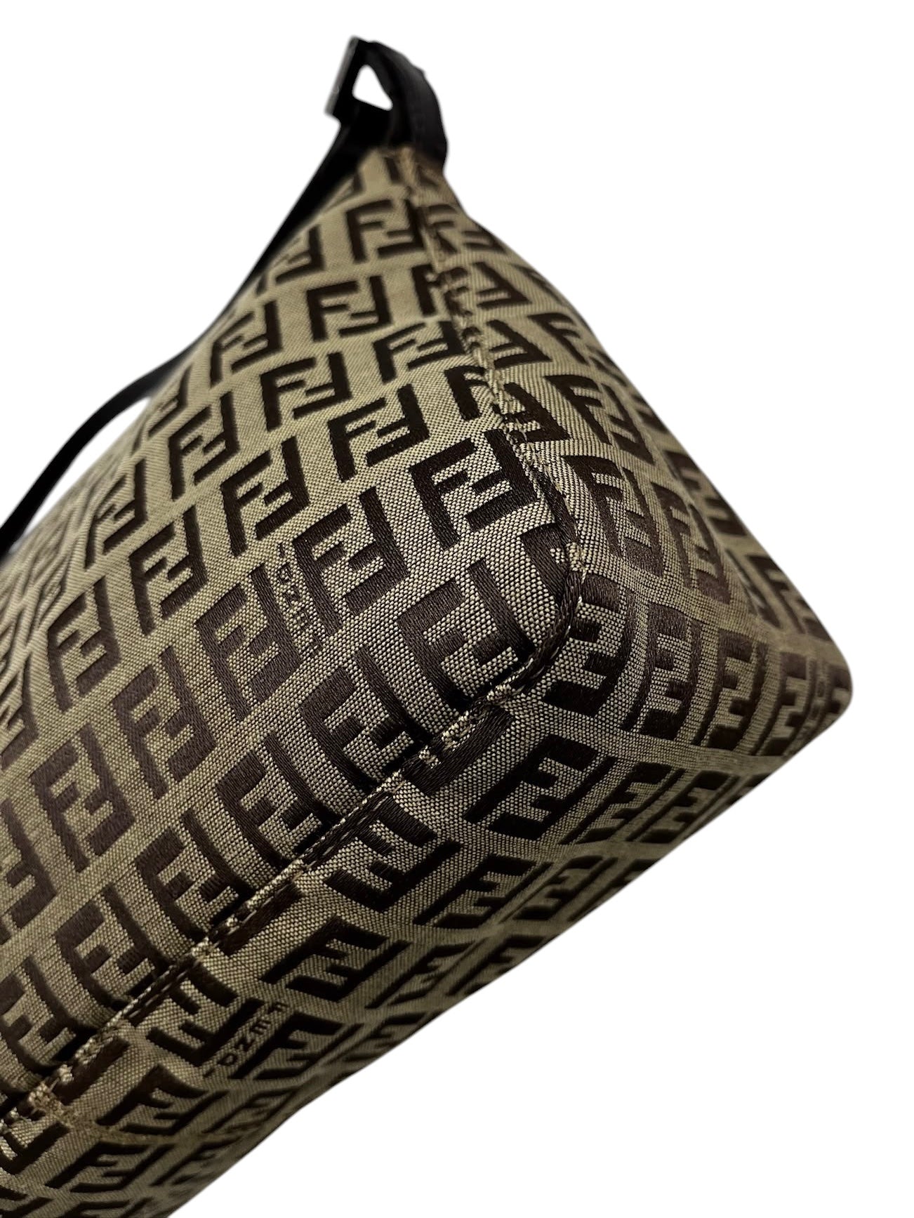 Fendi Vintage Light Brown Zucchino Zucca Monogram Medium Shoulder Pochette Bag 